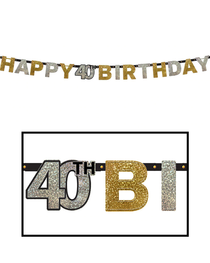 40th Birthday Banner - Sparkling Celebration Decor for Parties, Anniversaries & Special Events | Perfect for Home, Office & Outdoor Decorations