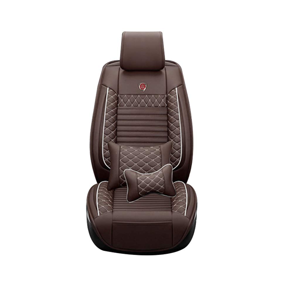 Premium 9-Piece Waterproof PU Leather Car Seat Covers for 2014-2015 Volkswagen Golf R - Luxury Soft Front & Rear Seat Protectors (Coffee Brown) - Perfect for Daily Commuting, Road Trips & Car Interior Protection