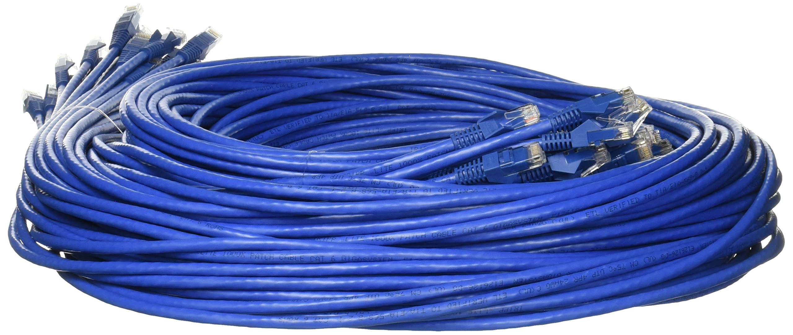 Tripp Lite Cat6 Gigabit Ethernet Cable 5ft Bulk Pack (50-Piece) - Snagless Molded RJ45 Patch Cords, Blue - High-Speed Internet & Network Connection for Home Office, Gaming, and Data Centers (N201-005-BL50BP)