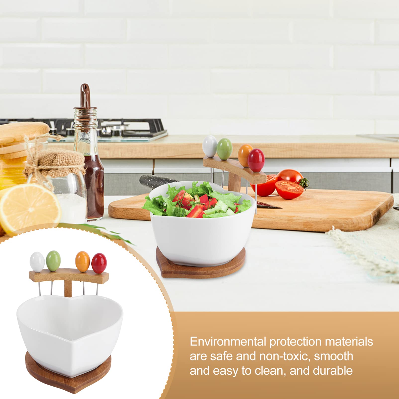 Hemoton 1 Set Porcelain Salad Bowls - 6-Piece Heart-Shaped Dessert Bowls for Ice Cream, Fruits, Nuts, Snacks | Elegant Sugar Bowls & Appetizer Plates | Perfect for Parties, Tea Time, and Home Decor