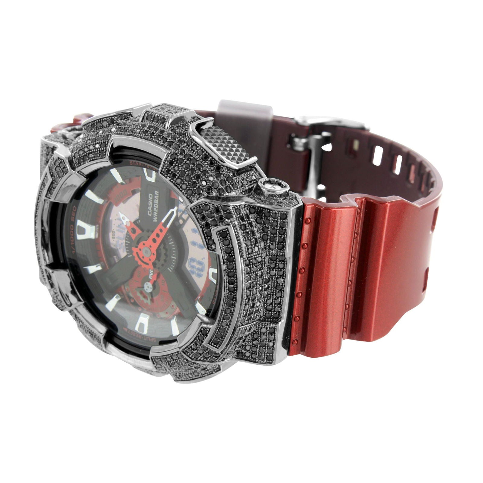G Shock GA110NM-4A Red Metallic Men's Watch with Black Lab Diamond Bezel - Rugged Digital Sports Watch for Outdoor Adventures, Workouts & Everyday Wear