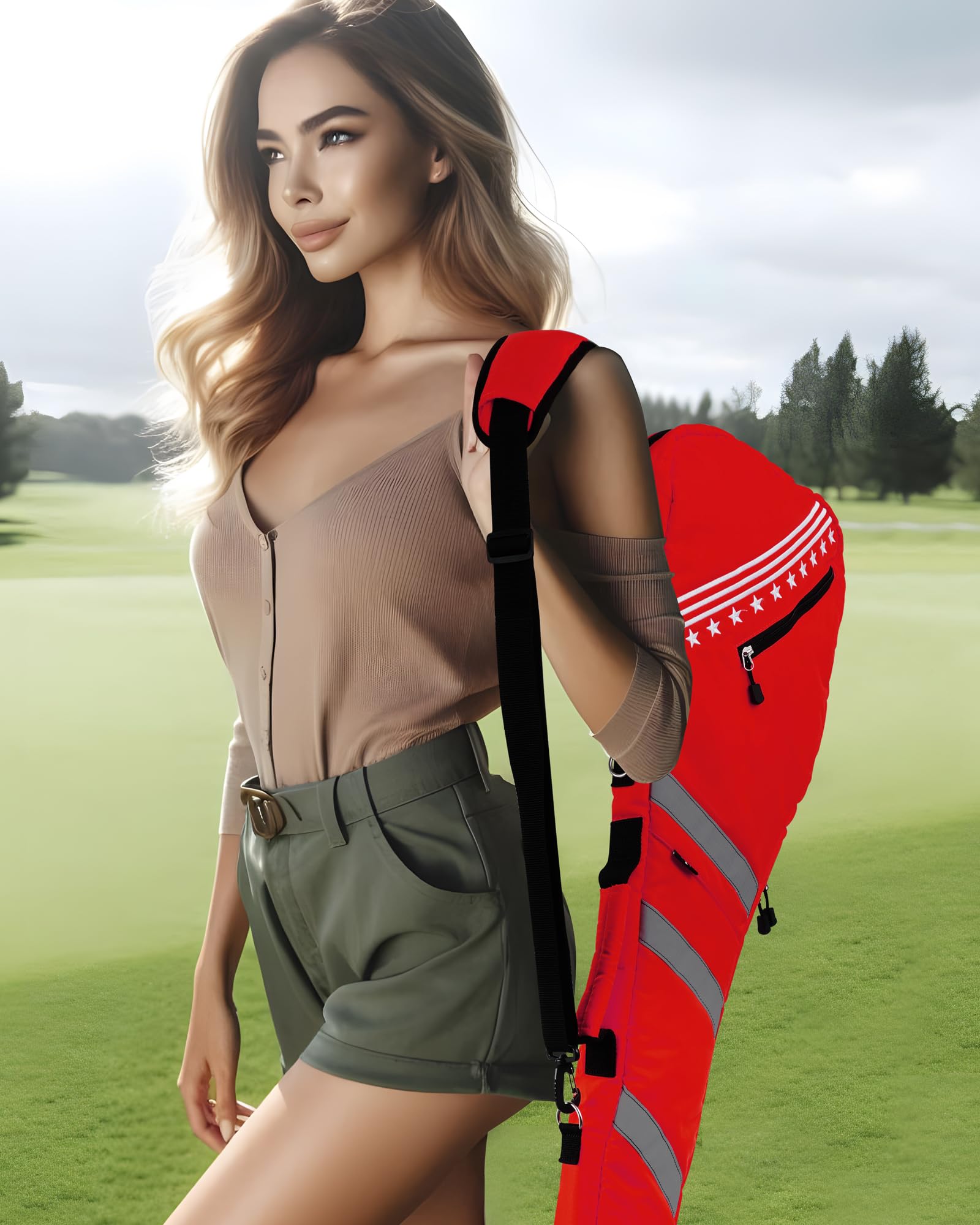 Lightweight Big Teeth Golf Sunday Bag | Small Par 3 Golf Bag for Driving Range & Practice | Foldable Carry Shoulder Strap | Multi-Color Options | Perfect for Short Courses, Travel & Casual Play