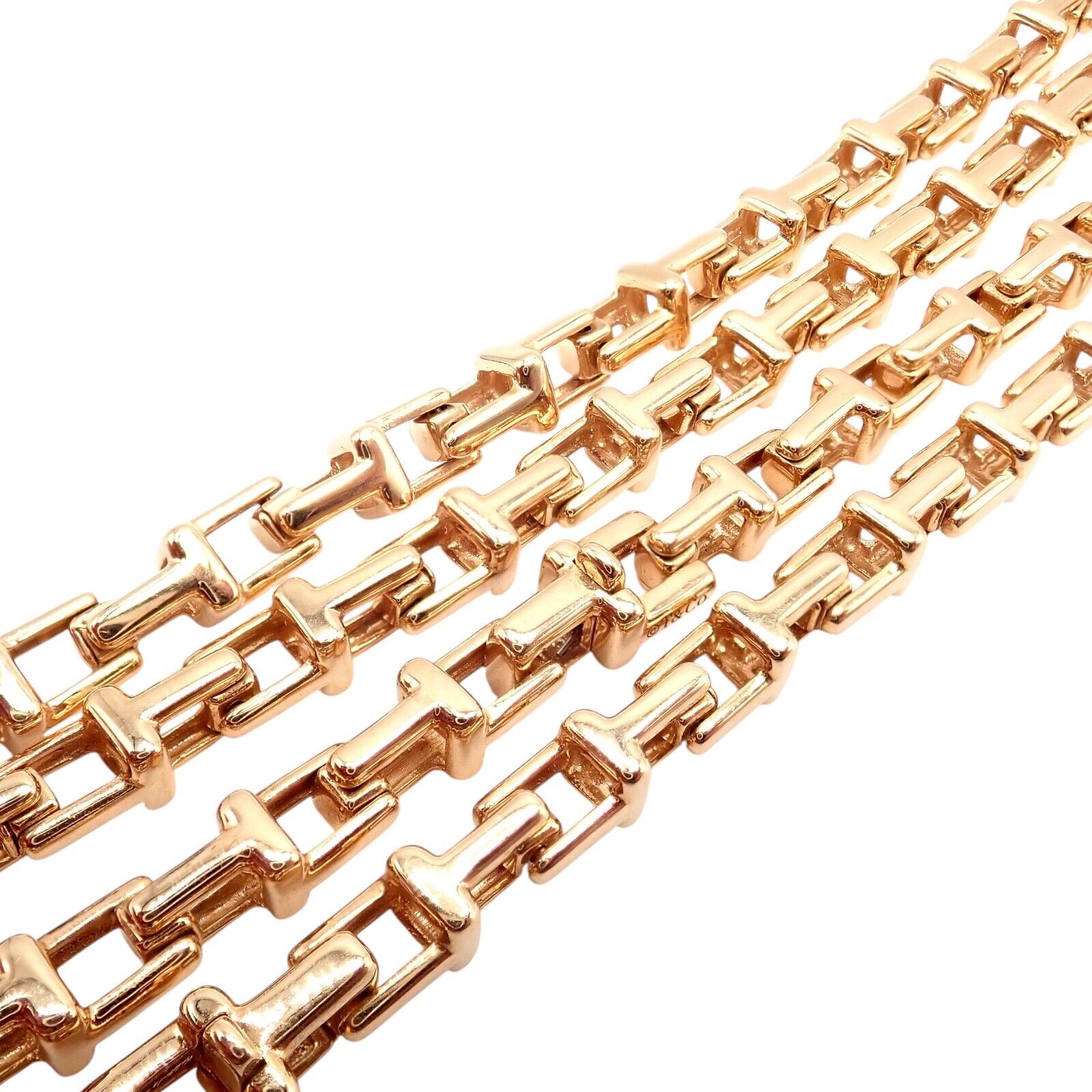 Authentic Tiffany & Co 18k Rose Gold T Chain Link Long Necklace 20.5 Inches - Elegant Jewelry for Women, Perfect Gift for Anniversary, Birthday & Special Occasions