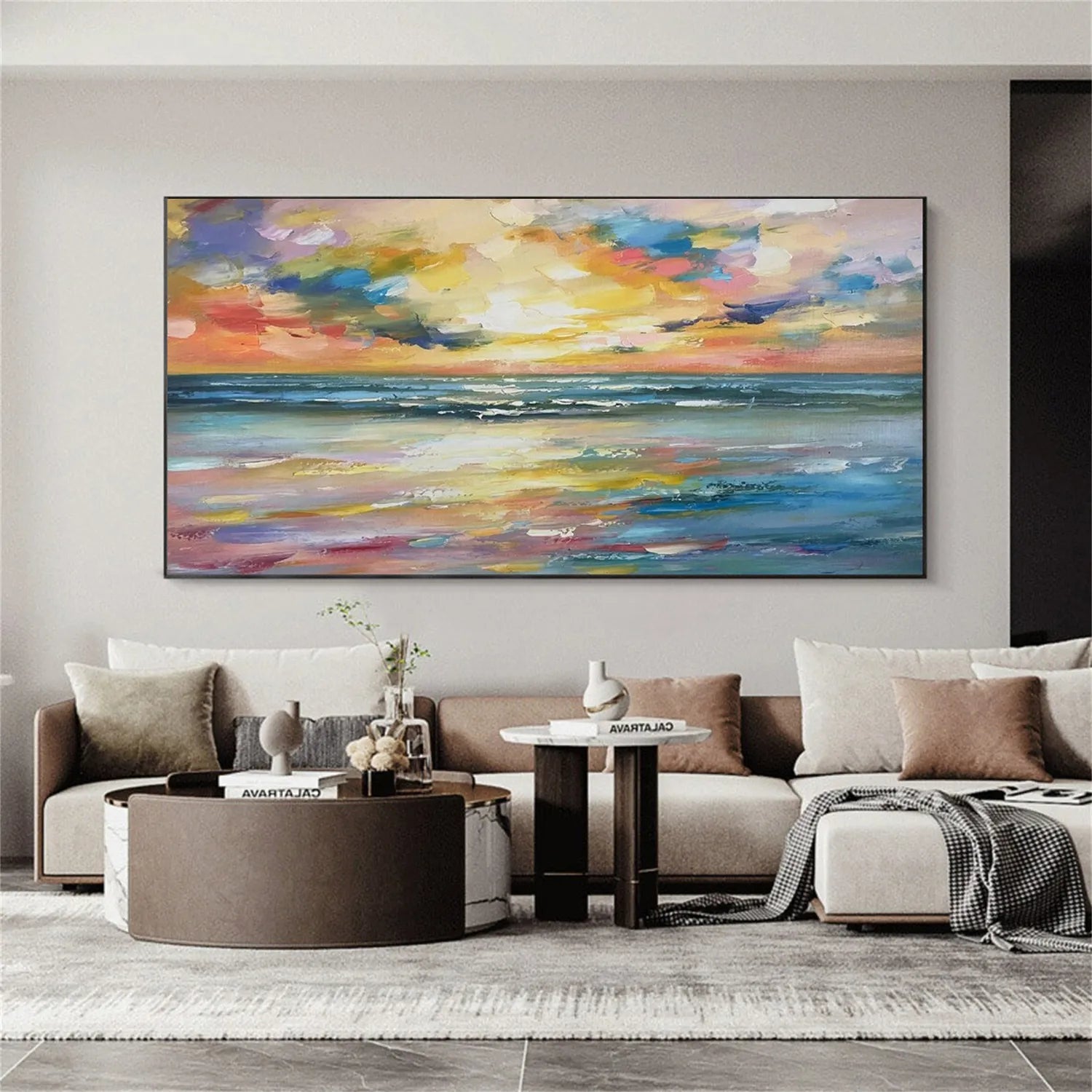 Ocean and Sky Painting #OS 166 - Handmade Seascape Wall Art for Home & Office Decor - Perfect for Living Room, Bedroom, or Beach House