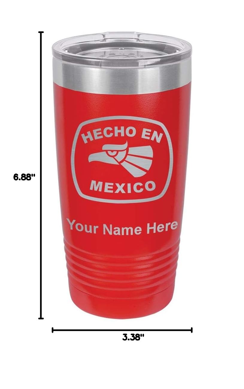 LaserGram 20oz Vacuum Insulated Stainless Steel Tumbler Mug with Personalized Engraving - Keeps Drinks Hot/Cold for Hours - Perfect for Coffee, Tea & Outdoor Activities (Red)