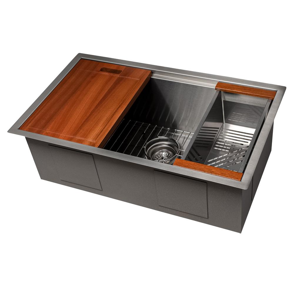 ZLINE Garmisch 30-Inch Undermount Single Bowl Stainless Steel Kitchen Sink with Bottom Grid & Accessories (SLS 30) - Perfect for Modern Kitchens, Remodeling & Chef-Inspired Cooking Spaces