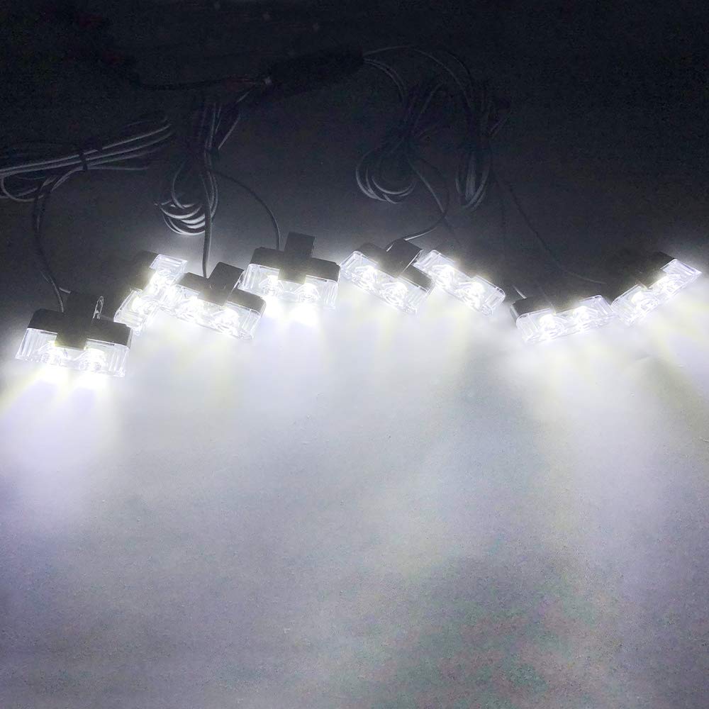 16LED White Grille Strobe Lights with Wireless Remote Control - 12V Emergency Warning Lights for Police, Ambulance, Trucks & Cars - Perfect for Roadside Emergencies & Vehicle Safety