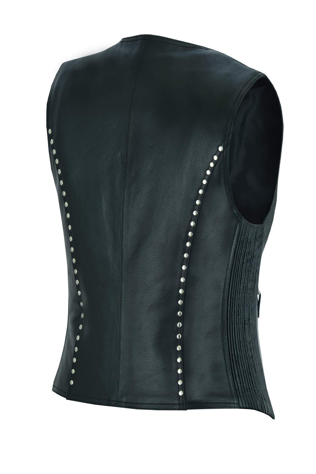 Women's Genuine Cowhide Motorcycle Vest - Classic Biker Leather Jacket with Gun Pocket for Riding, Outdoor Adventures & Motorcycle Events