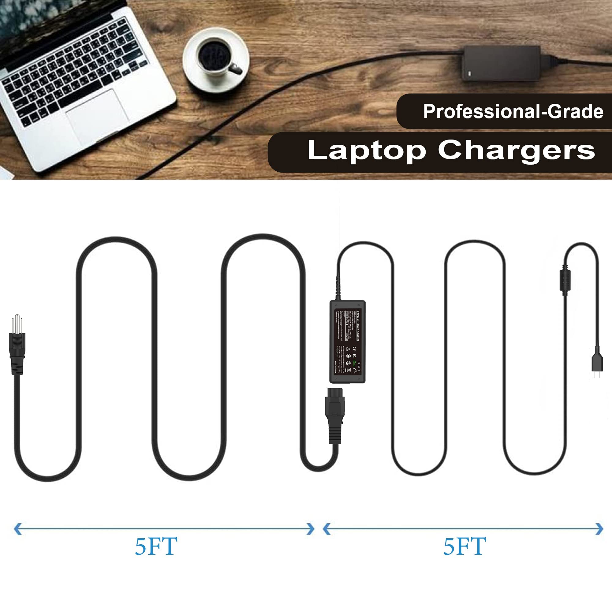 45W USB-C Laptop Charger for HP Chromebook - Fast Charging Power Adapter for HP Chromebook 11/14/15, Perfect for Home, Office & Travel Use