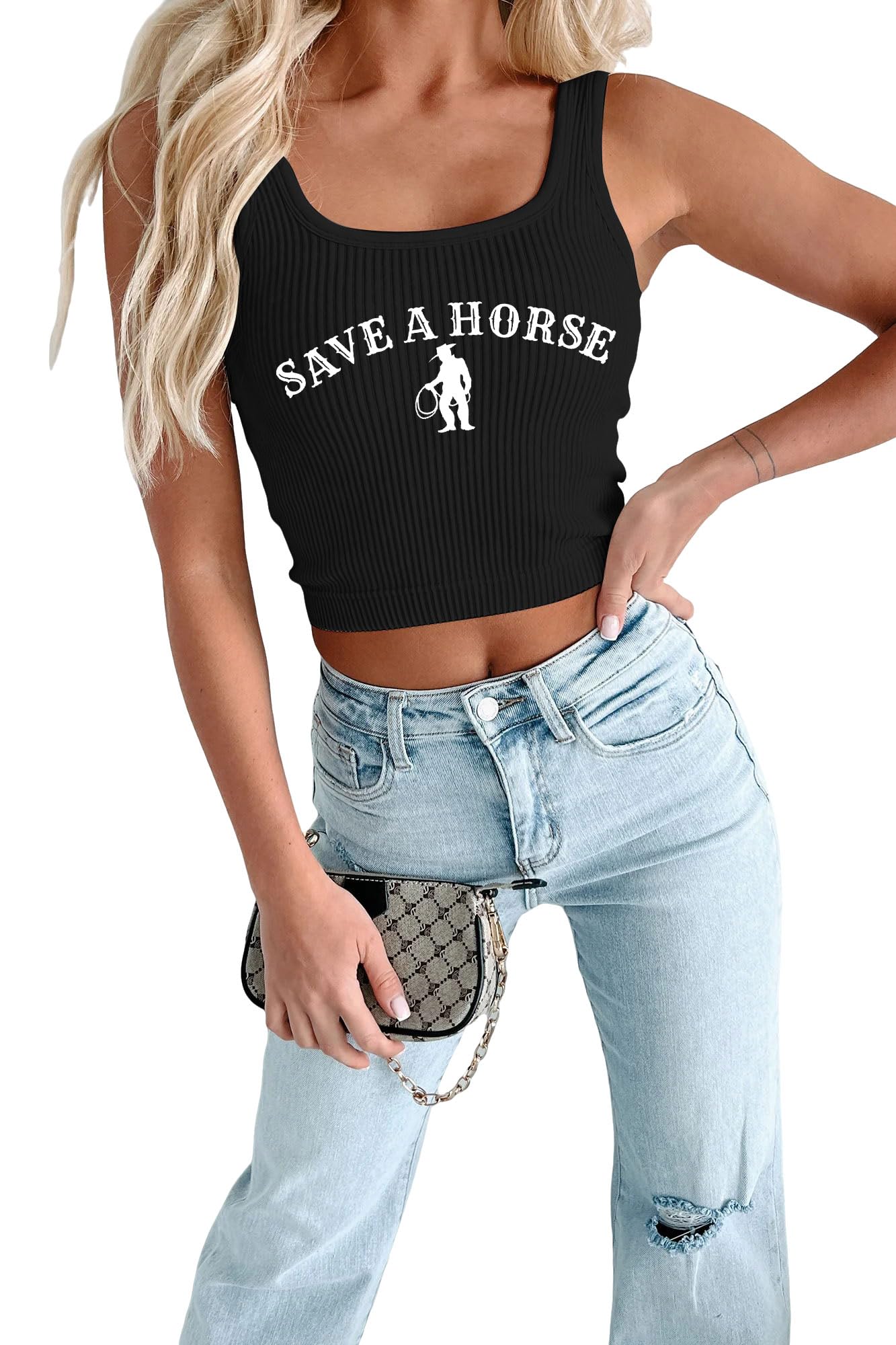 Western Cowgirl Tank Tops for Women - Country Concert Outfits, Summer Sleeveless Crop Cami Shirts | Perfect for Music Festivals, Rodeos & Casual Western Style