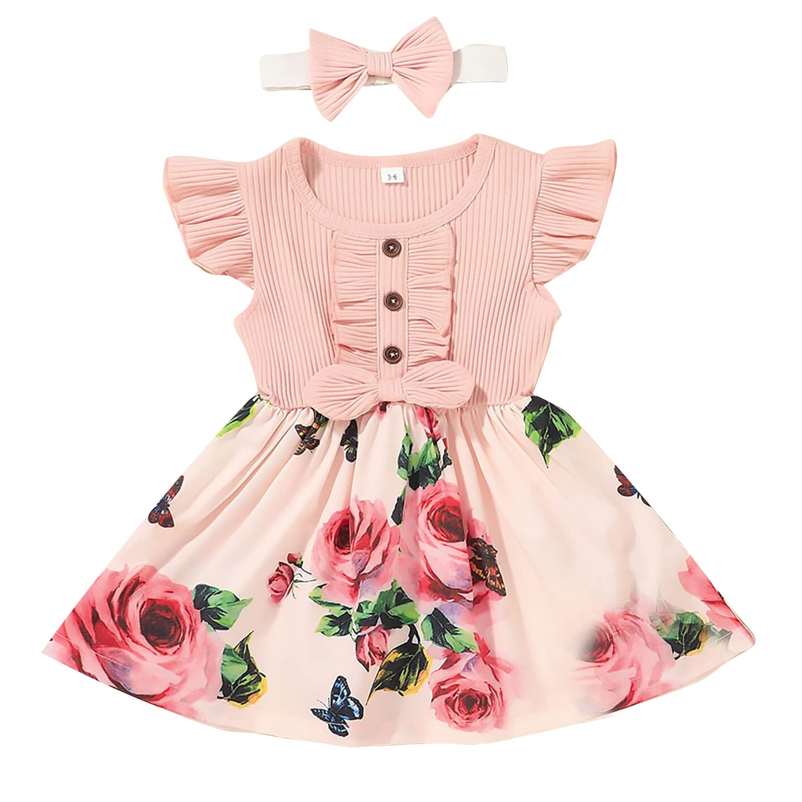 VINUOKER Toddler Girl Floral Summer Dress - Cute Baby Girls Sundress, Casual Play Outfit for Beach, Party & Outdoor Activities
