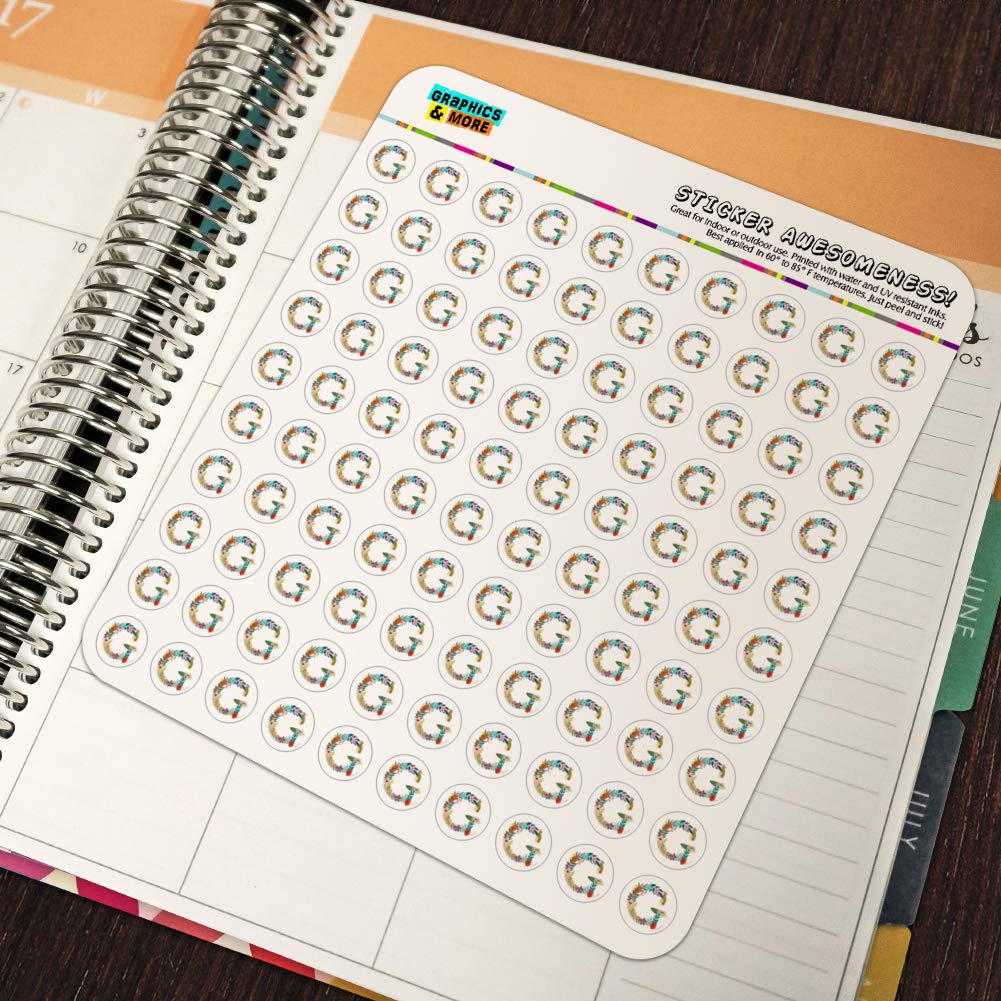 Floral Monogram Letter G Stickers for Planners, Calendars, Scrapbooking & DIY Crafts - Perfect for Bullet Journals, Scrapbook Pages, and Handmade Cards