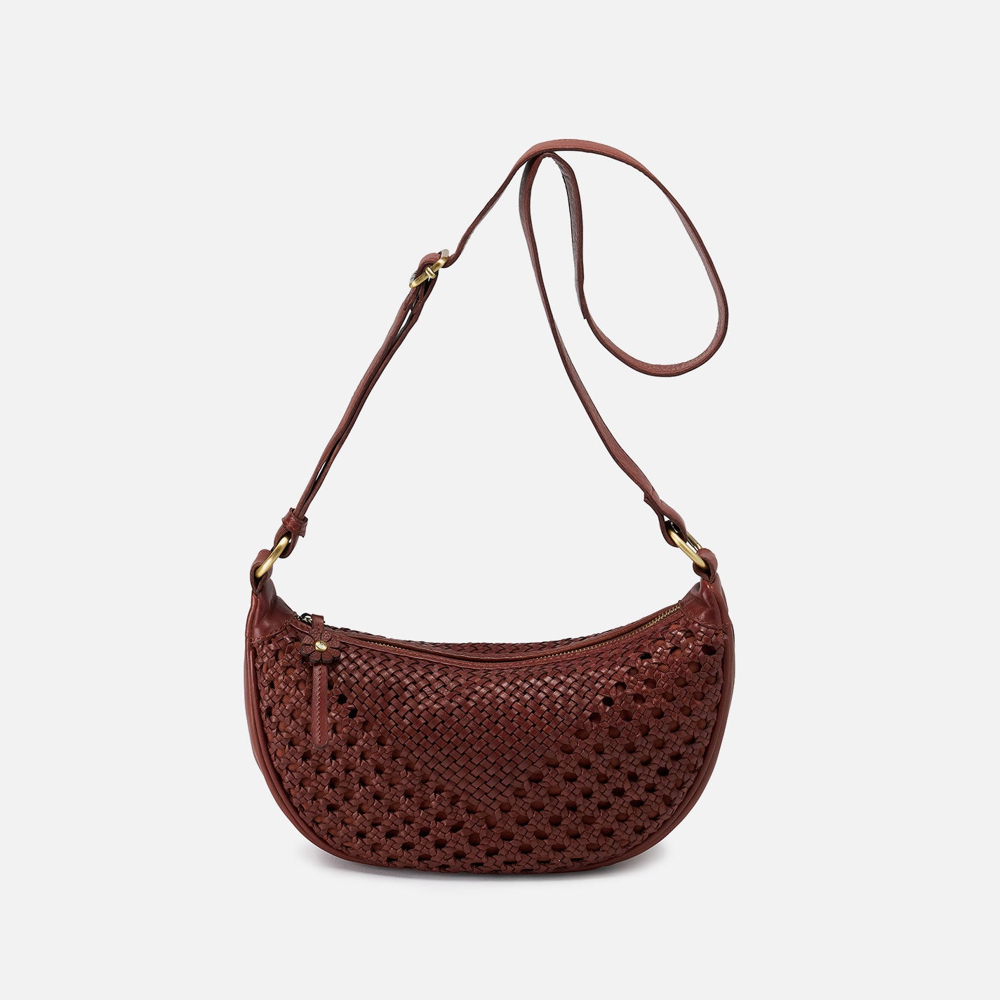 Hazel Sling Bag in Woven Leather Chestnut Brown - Stylish Crossbody Purse for Women, Perfect for Everyday Use, Travel & Shopping