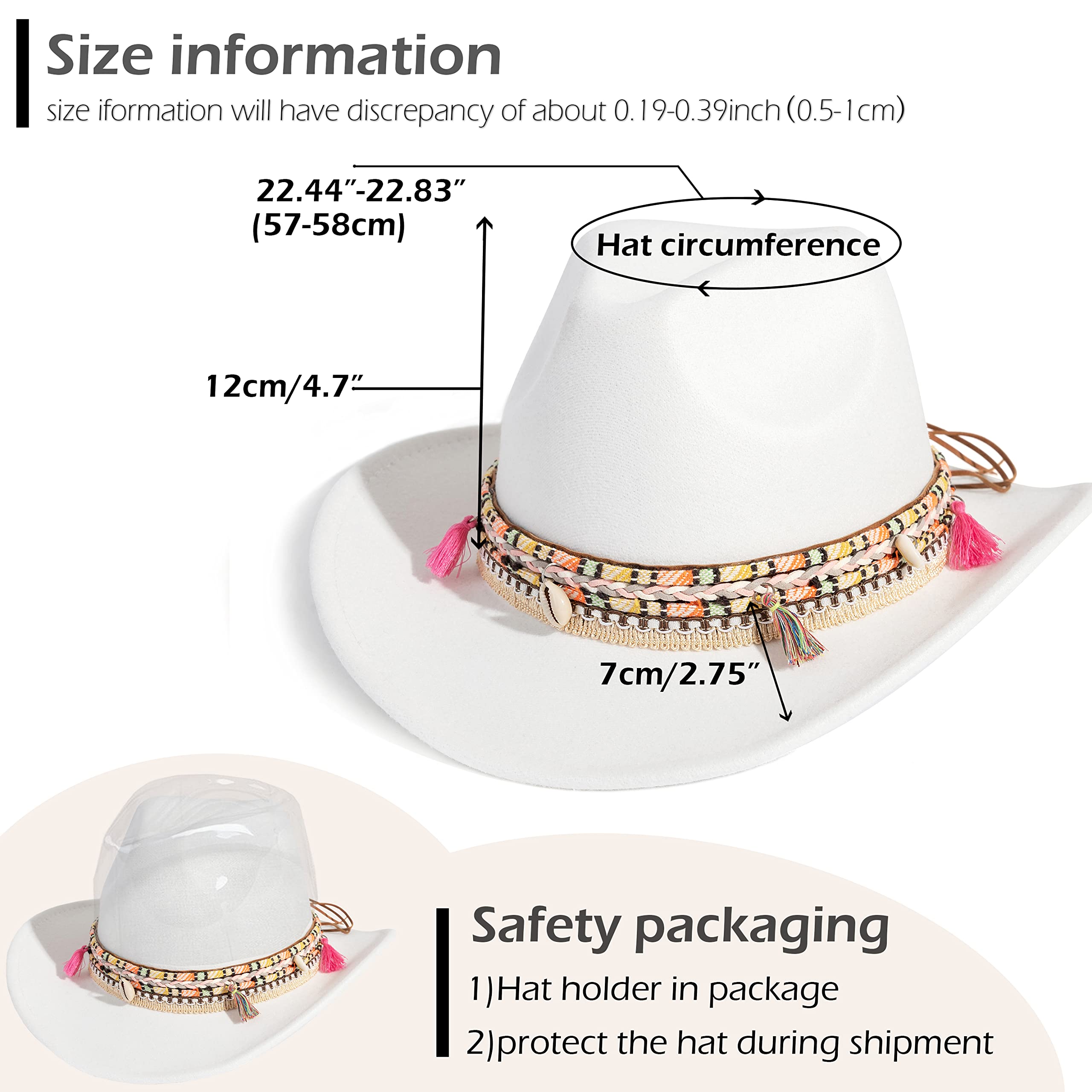 Stylish Western Cowboy & Cowgirl Hat for Women & Men - Adjustable Fedora Hat with Belt - Perfect for Rodeo, Country Music Festivals & Outdoor Adventures