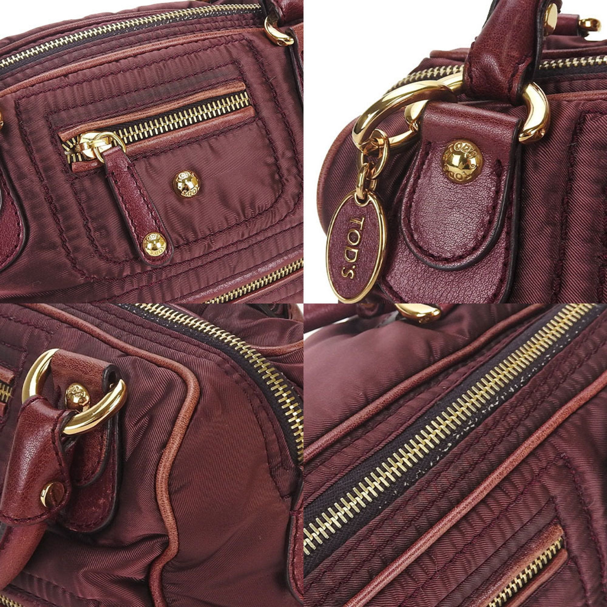 Stylish Bordeaux Nylon & Leather Crossbody Handbag with Adjustable Shoulder Strap - Perfect for Work, Travel & Everyday Use