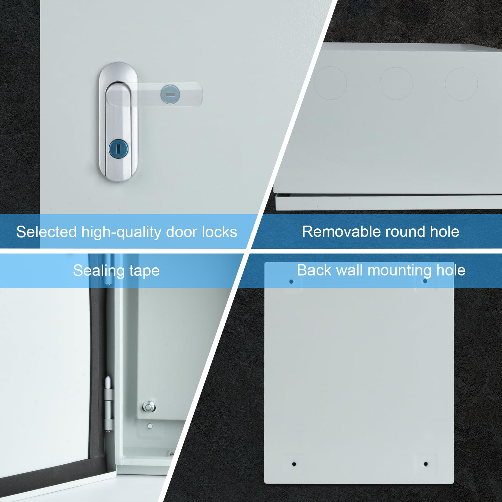 **Waterproof Steel Electrical Junction Box - Indoor/Outdoor Wall Mount Enclosure with Safety Locks & Mounting Plates | Dustproof Metal Box for Home, Garage & Industrial Wiring**