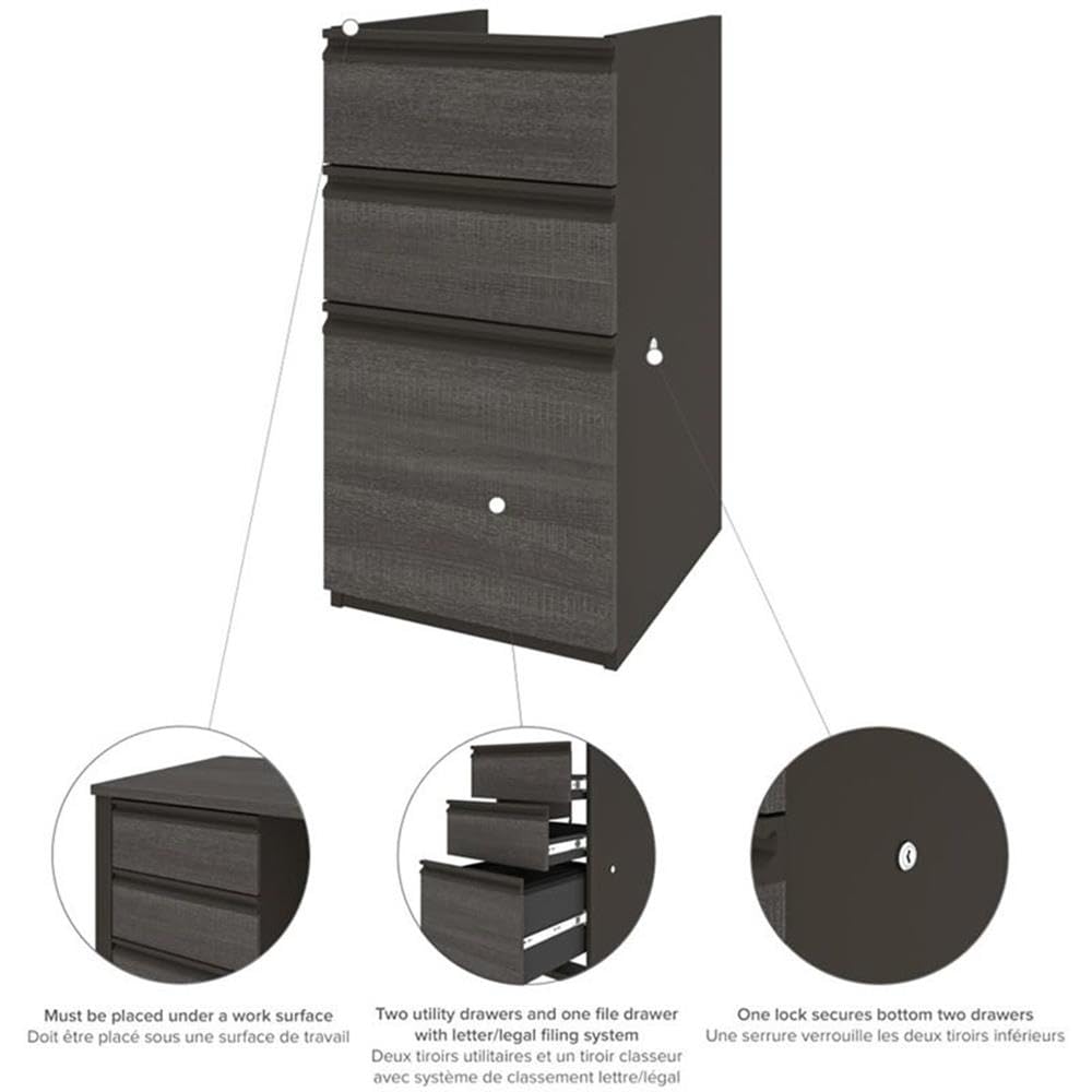 Atlin Designs 4-Piece L-Shaped Computer Desk in Bark Gray & Slate - Home Office Workstation for Gaming, Study & Remote Work