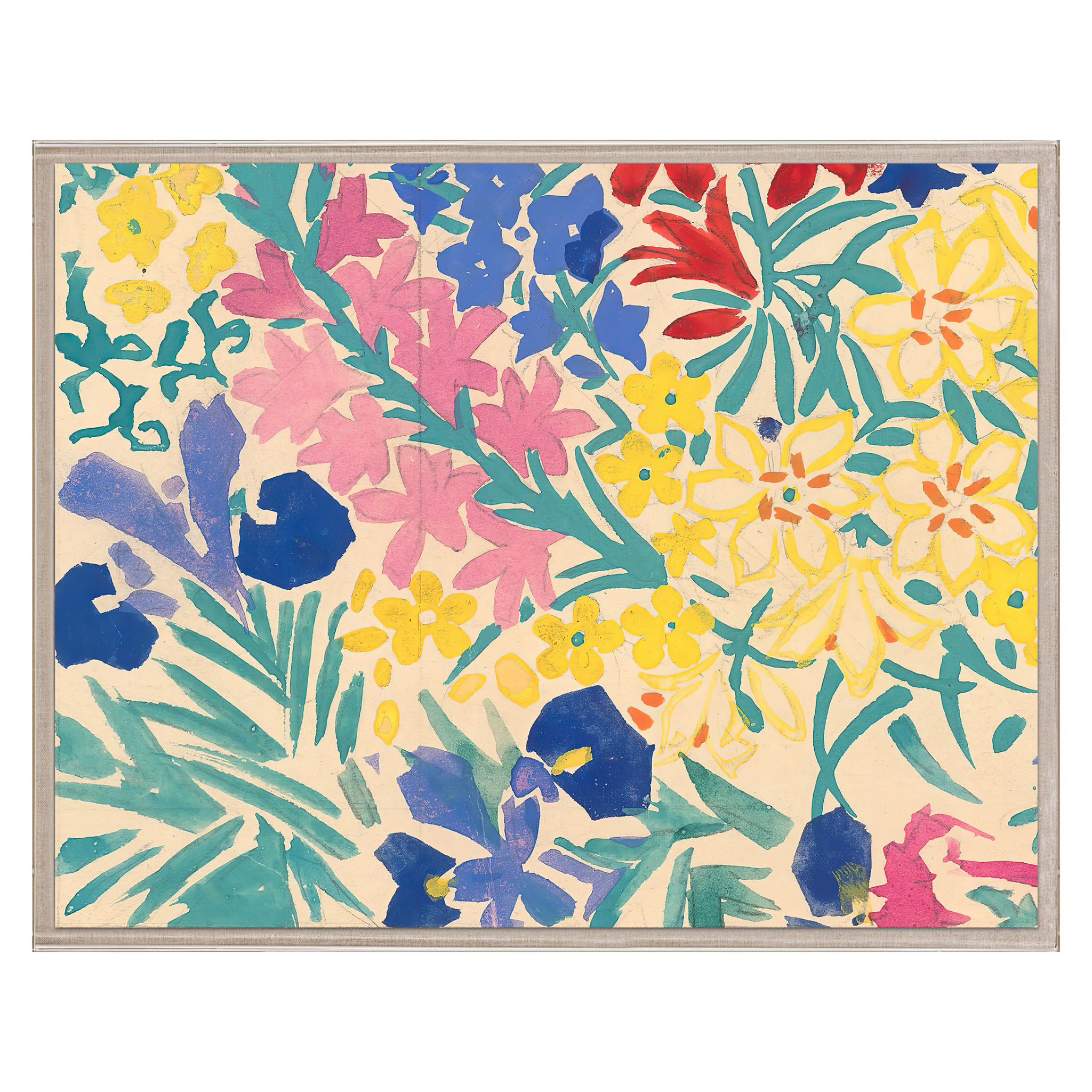 Bianchini Ferier Archive Floral Fabric - Vintage Flower Garden Print Textile for Upholstery, Dresses & Home Decor