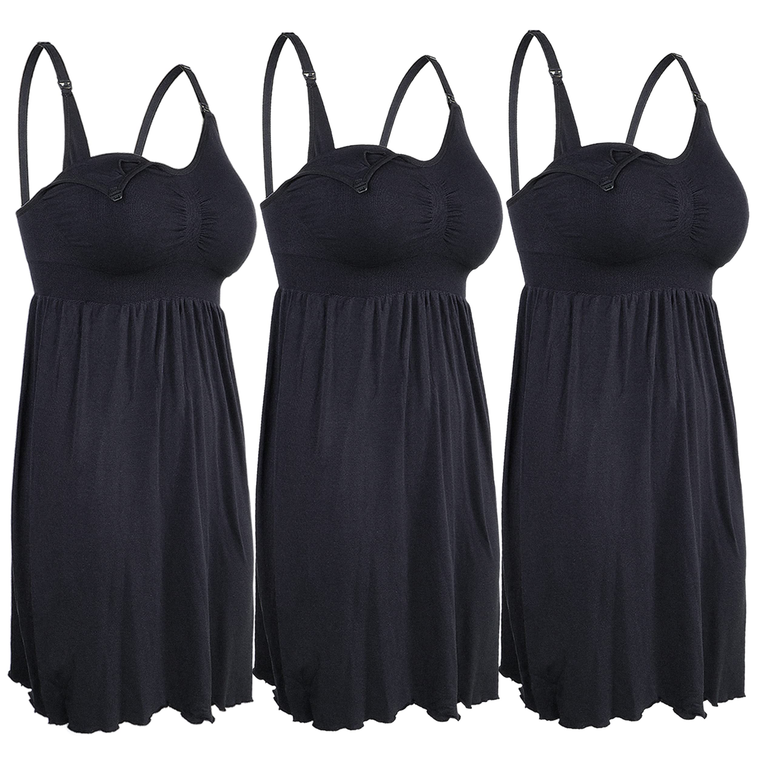 4THSEASON 3-Pack Women's Maternity Nursing Nightgowns - Sleeveless Breastfeeding Dress for Labor & Delivery - Soft Comfortable Hospital Gown for New Moms (Perfect for Postpartum Recovery & Nighttime Nursing)