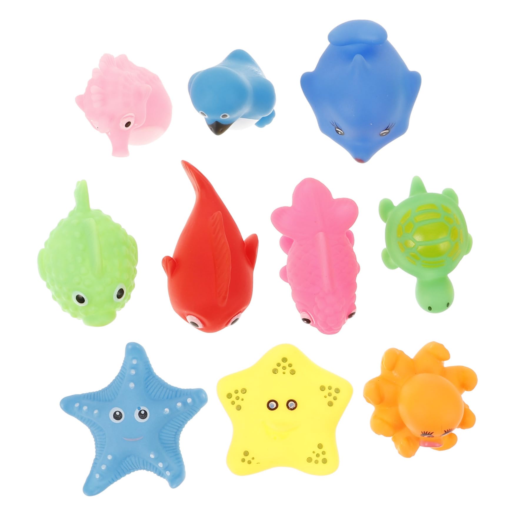 CORHAD 10-Piece Ocean Themed Baby Bath Toys Set - Safe Rubber Pool Toys for Toddlers 6-12 Months & Kids 1-3 Years Old - Perfect for Bathtime Fun, Sensory Play & Early Learning Development