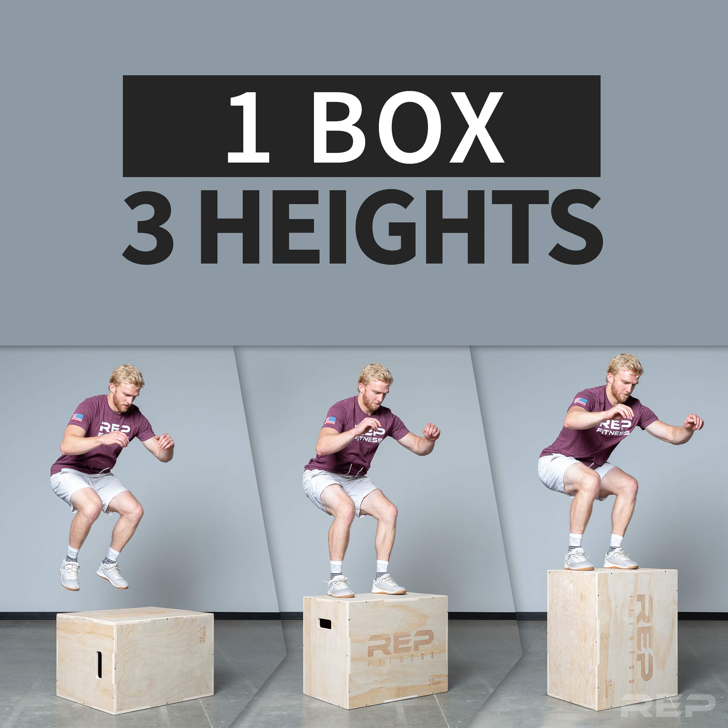 REP FITNESS 3-in-1 Unassembled Plyometric Jump Box - 30/24/20, 24/20/16, 20/18/16, 16/14/12 Inch Wooden Training Box for CrossFit, HIIT, Agility & Strength Conditioning - Perfect for Home Gym, Box Jumps & Fitness Workouts