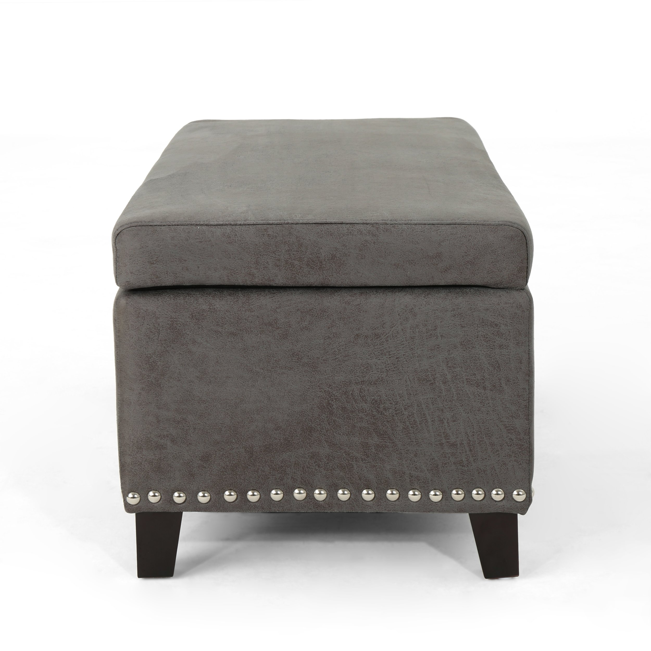 Christopher Knight Home Carl Traditional Microfiber Storage Ottoman Bench with Lift Top - Slate Gray, Multi-Functional Footrest & Hidden Storage for Living Room, Bedroom, or Office