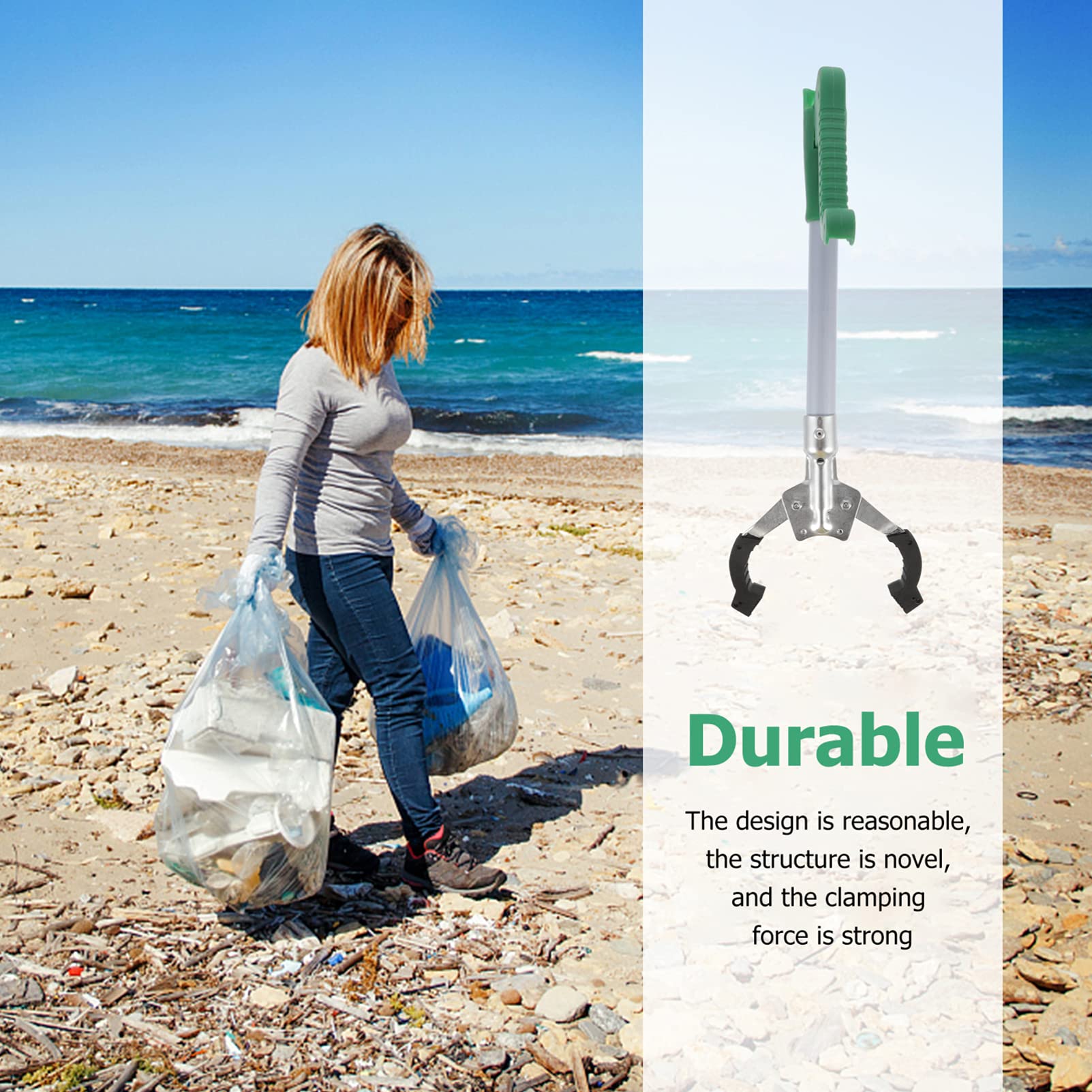 Sturdy Trash Can Cleaning Clamp - Heavy Duty Garbage Pickup Tool for Waste Disposal | Reliable Trash Grabber for Home, Office & Outdoor Use