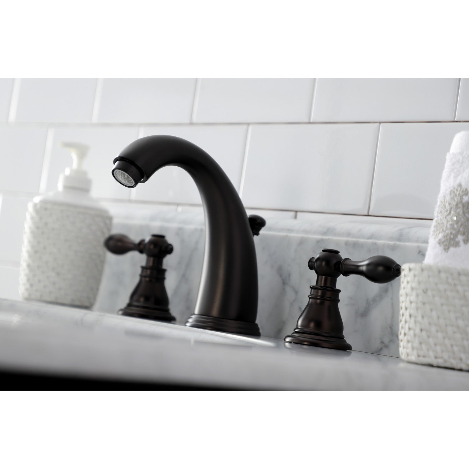 American Classic KB985ACL Oil Rubbed Bronze Widespread Bathroom Faucet - 2 Handle 3 Hole Deck Mount with Pop Up Drain - Perfect for Modern Bathroom Vanities and Powder Rooms