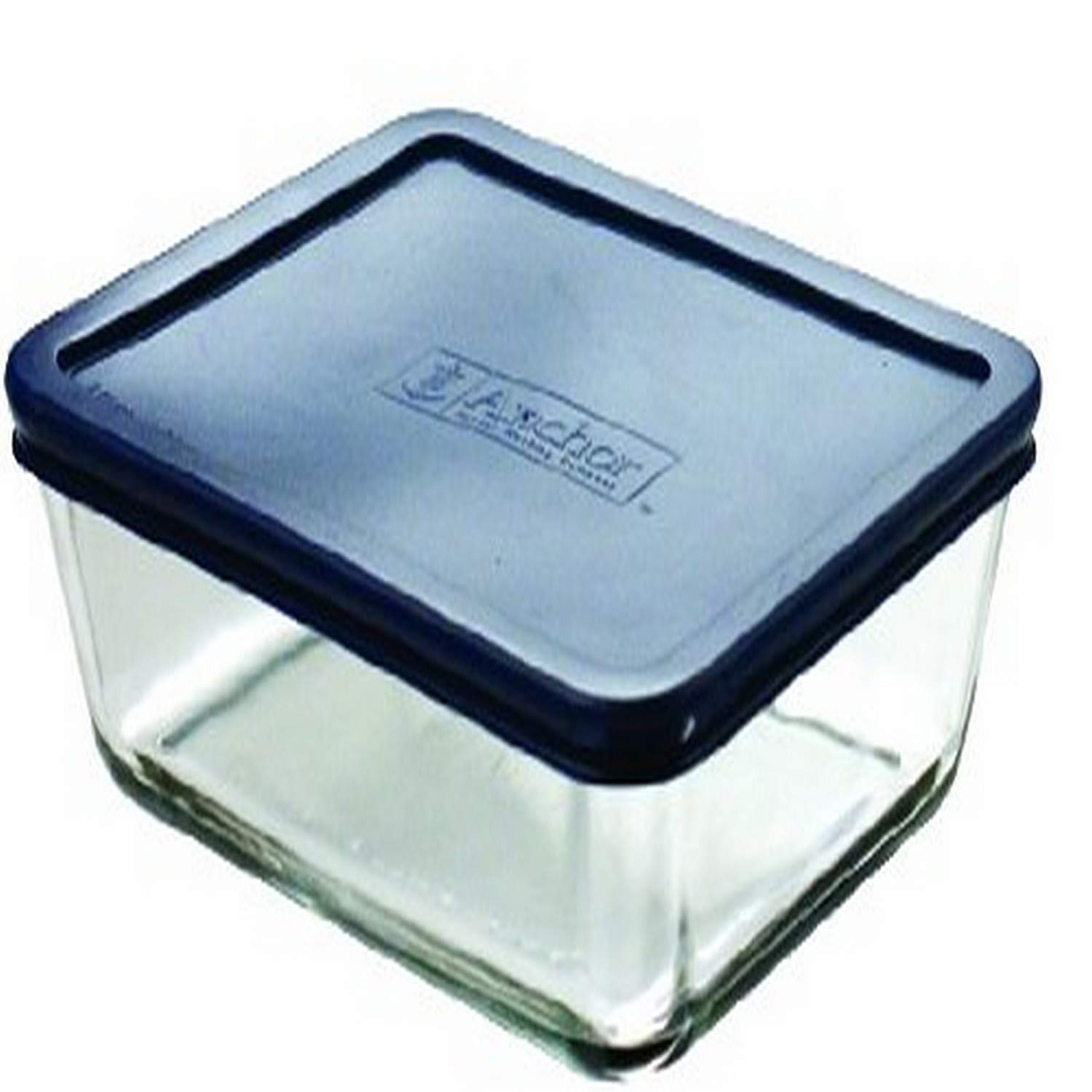 Anchor Hocking 4.75-Cup Rectangular Glass Food Storage Containers with Blue Plastic Lids - Airtight, Microwave & Freezer Safe - Set of 4 for Meal Prep, Leftovers & Pantry Organization