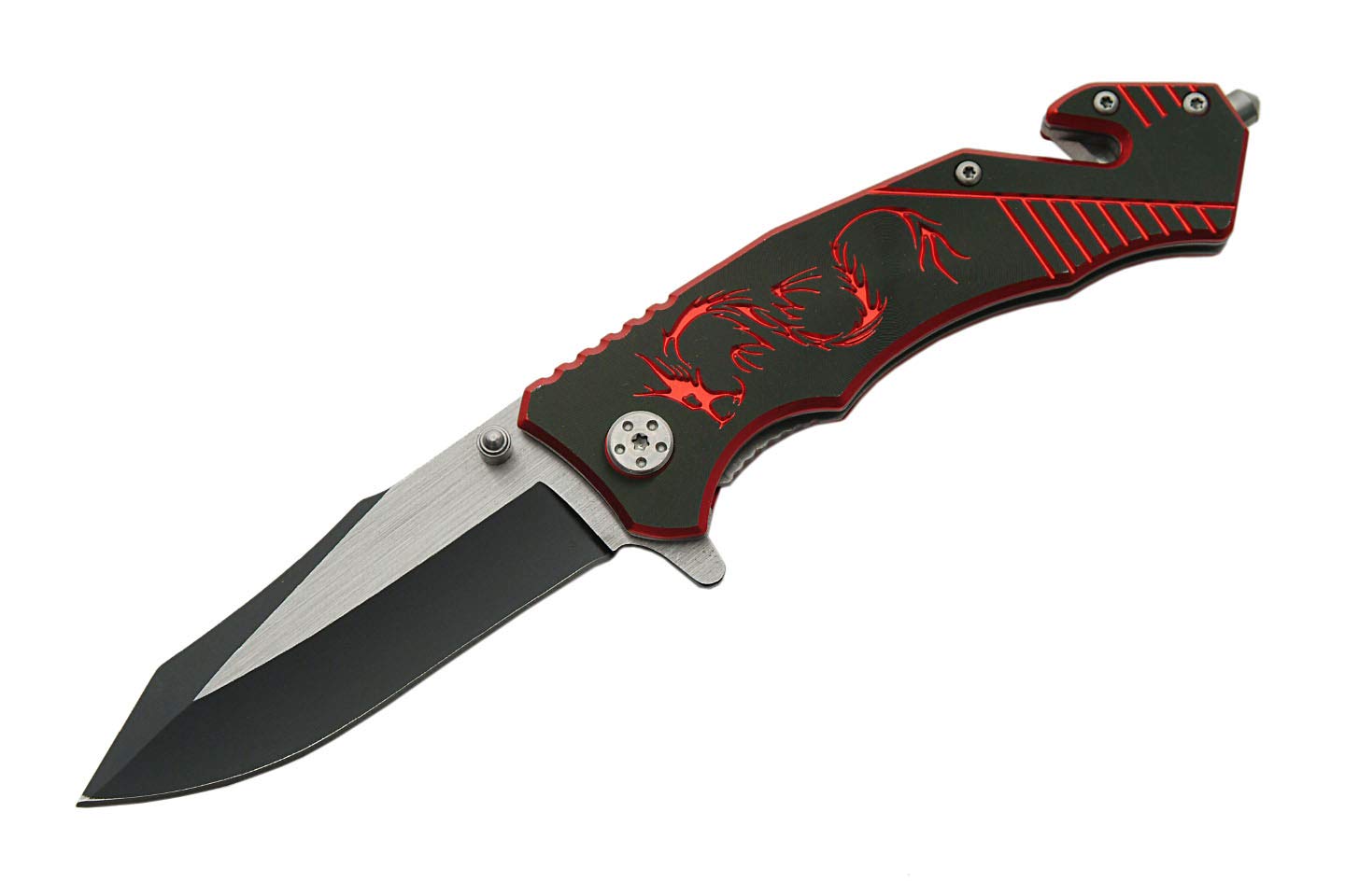 Szco Supplies Dragon Rescue Assisted Knife - Tactical Folding Knife with Pocket Clip, Spring Assisted Opening for Outdoor Survival, Camping, Hiking & EDC (Everyday Carry)