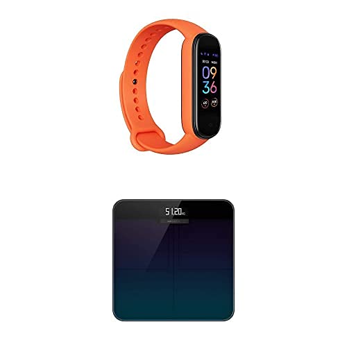 Amazfit Band 5 Fitness Tracker with Smart Scale Bundle - Heart Rate Monitor, Bluetooth, Wi-Fi, Body Fat & BMI Analysis, Alexa Built-in | Perfect for Home Gym, Weight Loss Tracking & Daily Health Monitoring