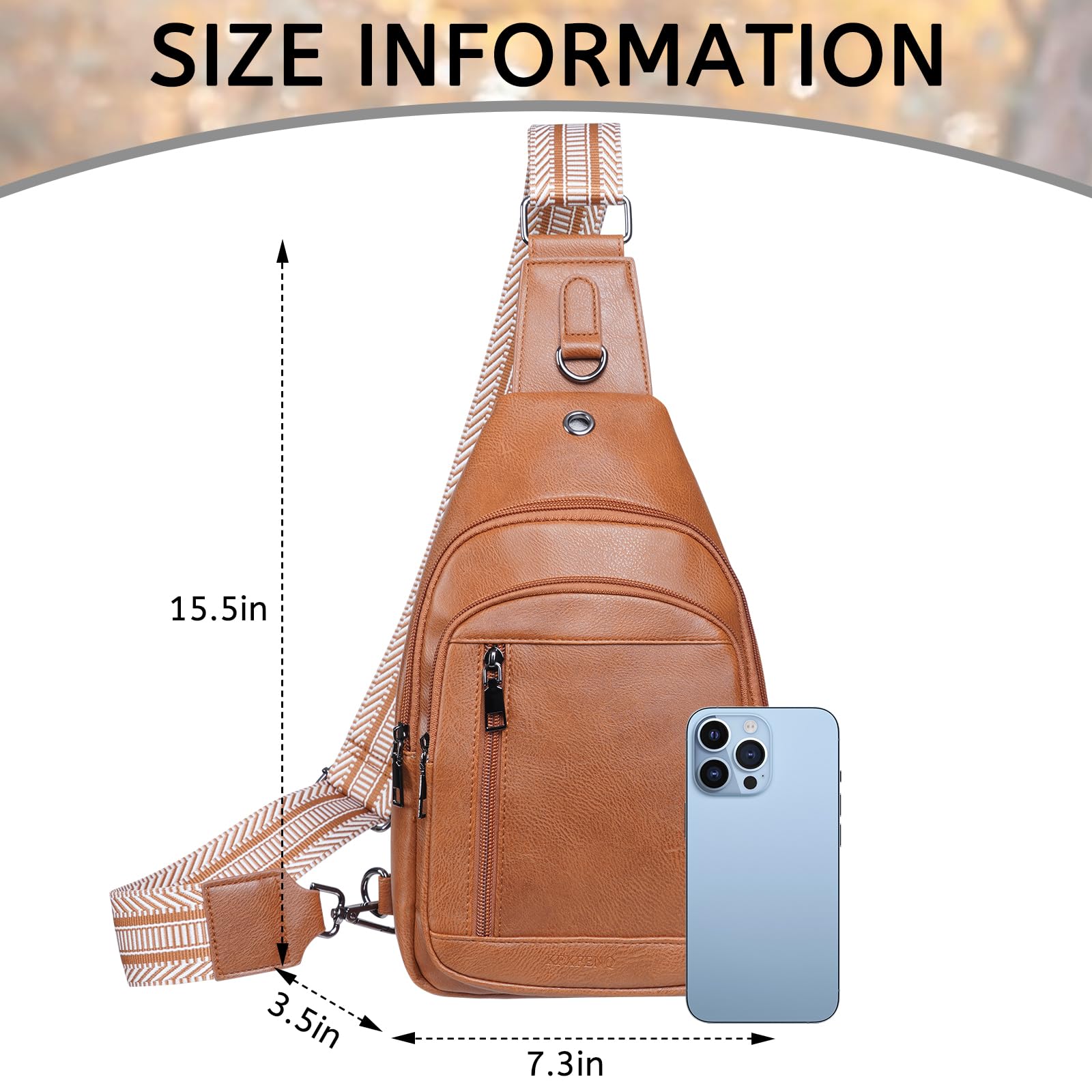 KFXFENQ Women's PU Leather Sling Bag - Small Crossbody Chest Backpack for Cycling, Travel & Daily Use | Stylish & Multipurpose Shoulder Bag for Women