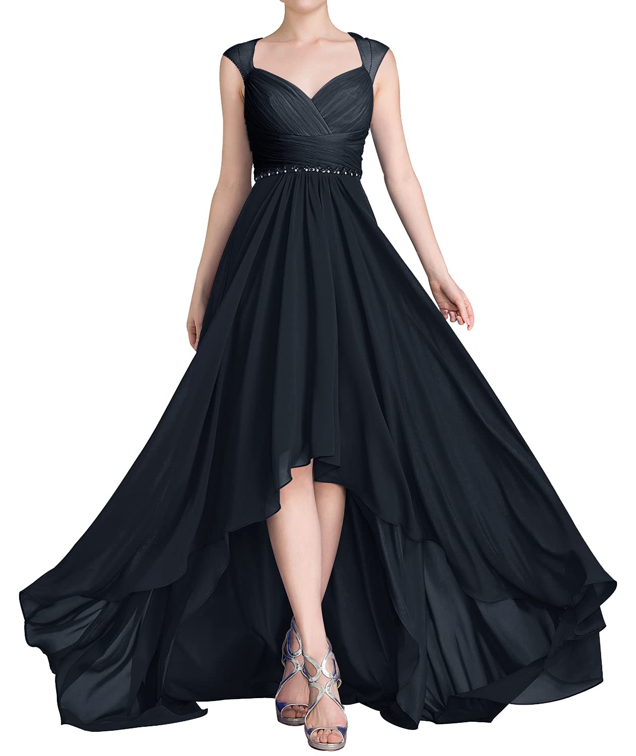 Elegant V-Neck A-Line Mother of the Bride Dresses with Cap Sleeves & Pleat Details - Formal Wedding Guest Gowns for Women - Perfect for Church Ceremonies, Receptions & Special Occasions