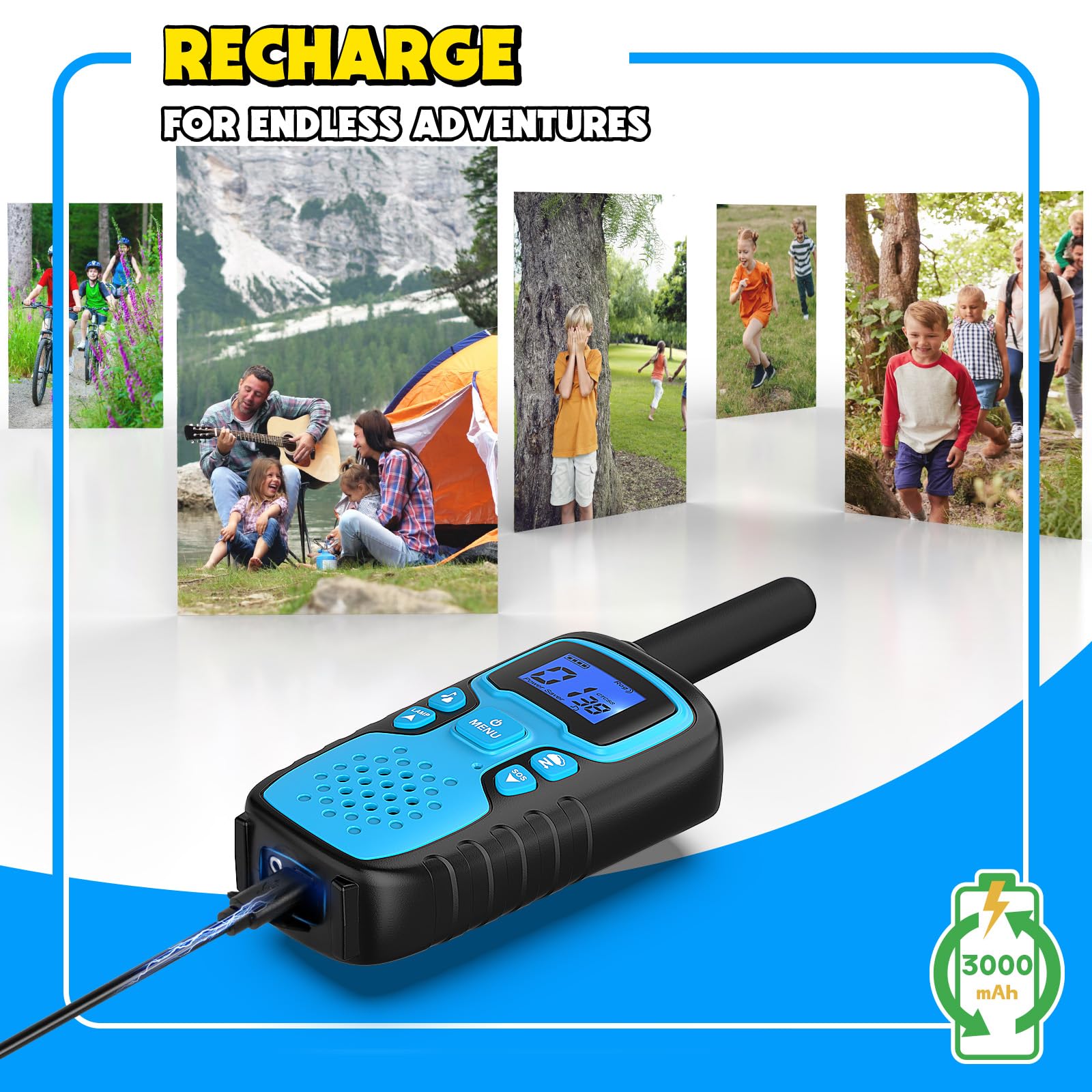 Wishouse 6 Pack Walkie Talkies for Adults and Kids - Long Range Rechargeable Two Way Radios for Camping, Hiking, Outdoor Adventures & Family Communication