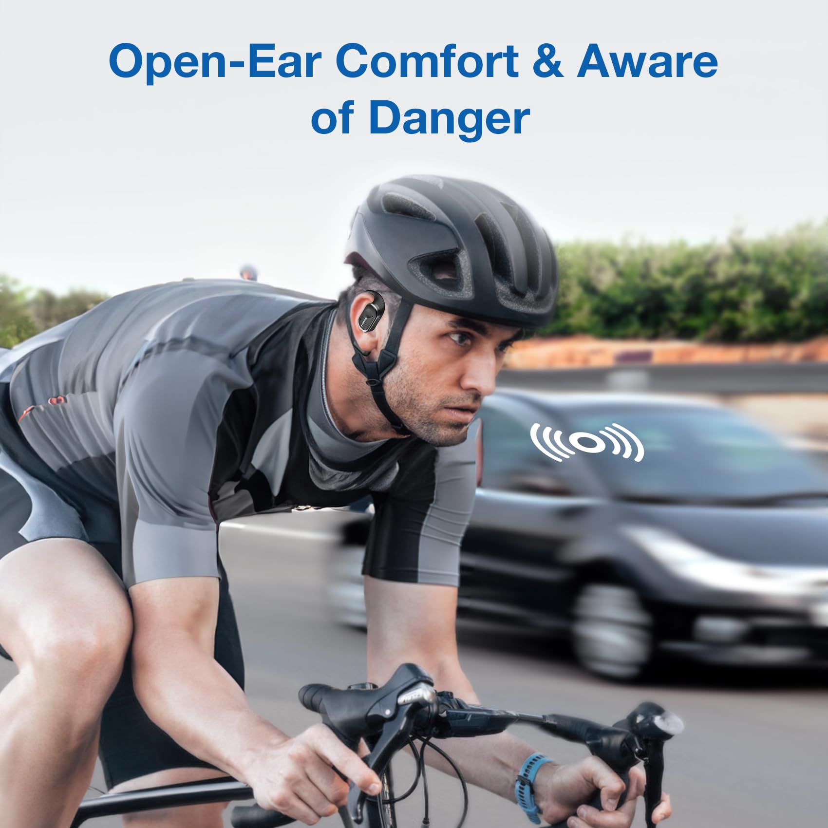 True Open Ear Bluetooth 5.3 Earbuds with Mic & ENC - 45H Playtime for Gym/Running
