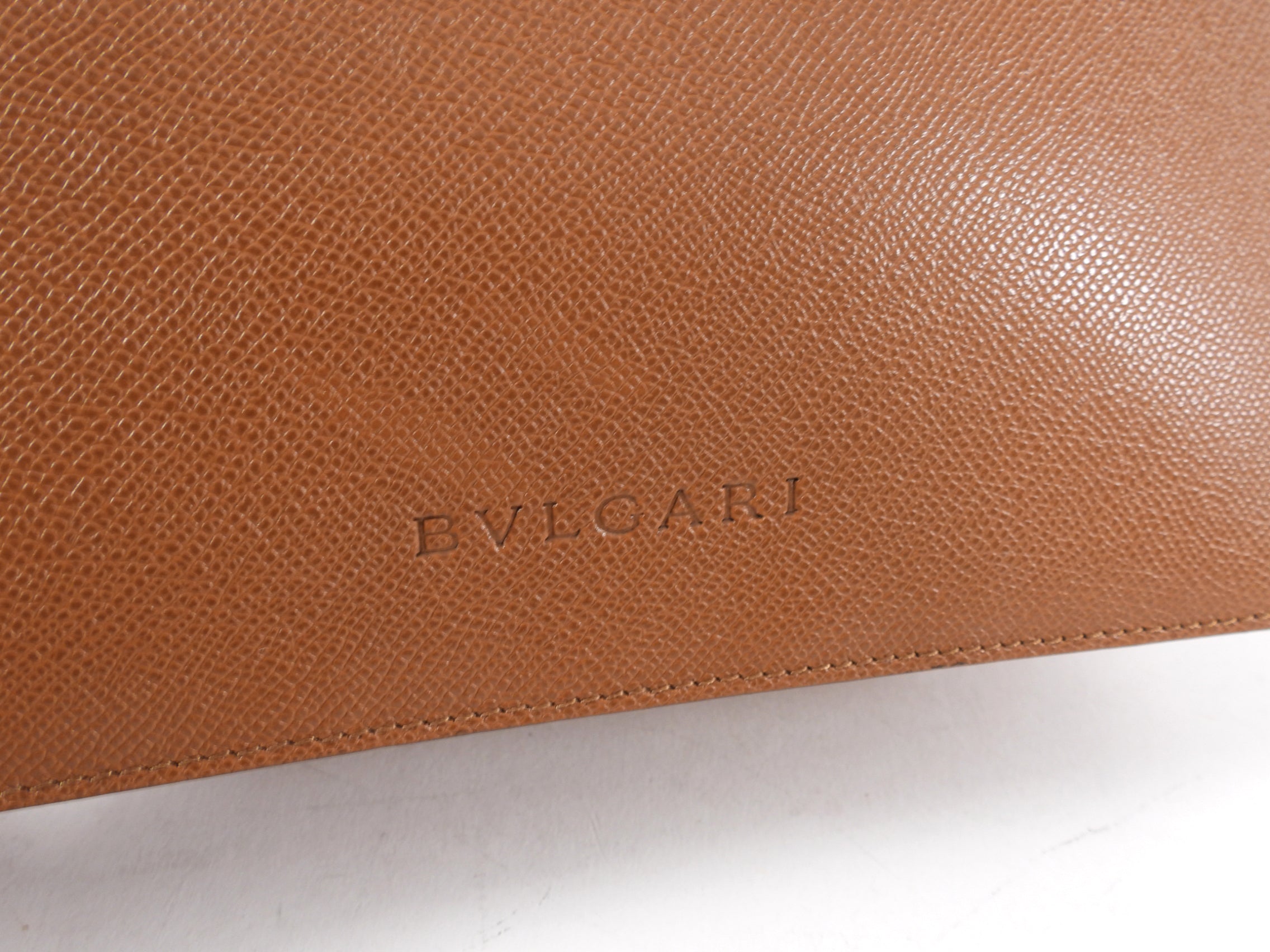 Bvlgari Cognac Brown Leather Travel Pouch - Luxury Zip Toiletry Bag for Men & Women - Perfect for Travel, Gym, and Everyday Essentials
