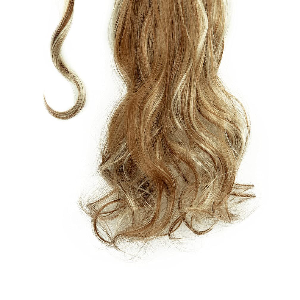 100% Real Human Hair Ponytail Extensions for Women - 22 Inch Clip-In Wrap Around Long Wavy Ponytail (100g, 24# Light Blonde) - Perfect for Parties, Weddings & Everyday Styling