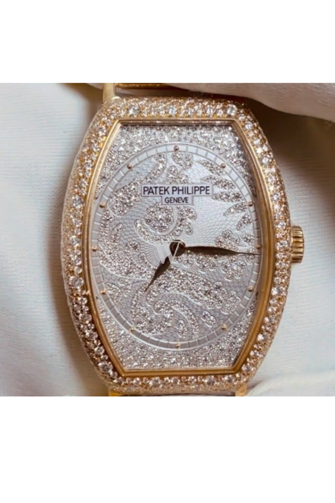 Luxury Patek Philippe Gondolo 18K Rose Gold Diamond Dial Mechanical Ladies Watch 7099R-001 for Women - Perfect for Elegant Evenings & Special Occasions