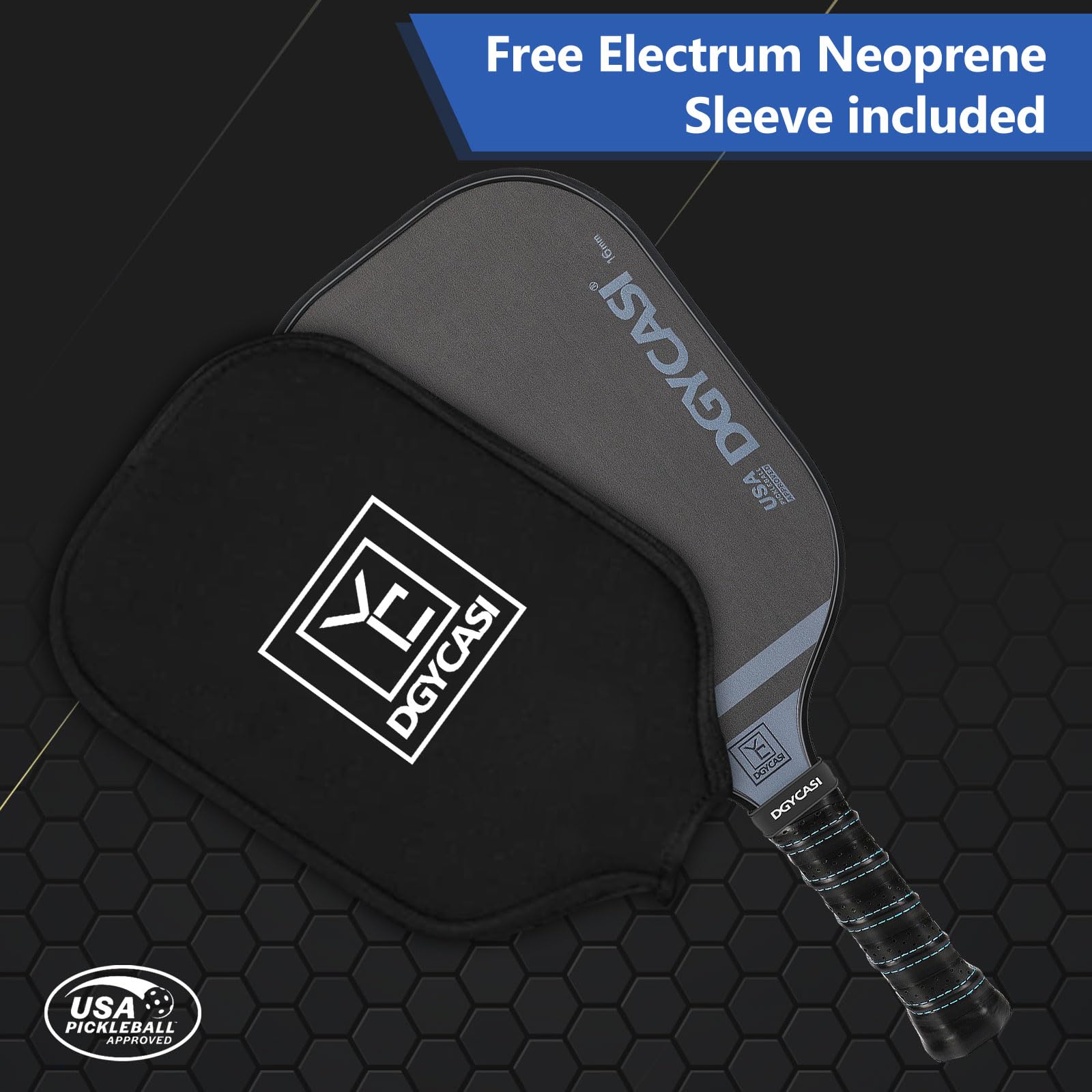 USAPA Approved T700 Carbon Fiber Pickleball Paddles - 16mm Professional Pickle Paddle with Polypropylene Honeycomb Core & Comfort Grip | Lightweight Design for Competitive Play | Includes Protective Cover Case (Black) - Perfect for Tournaments, Outdoor Games & Recreational Play