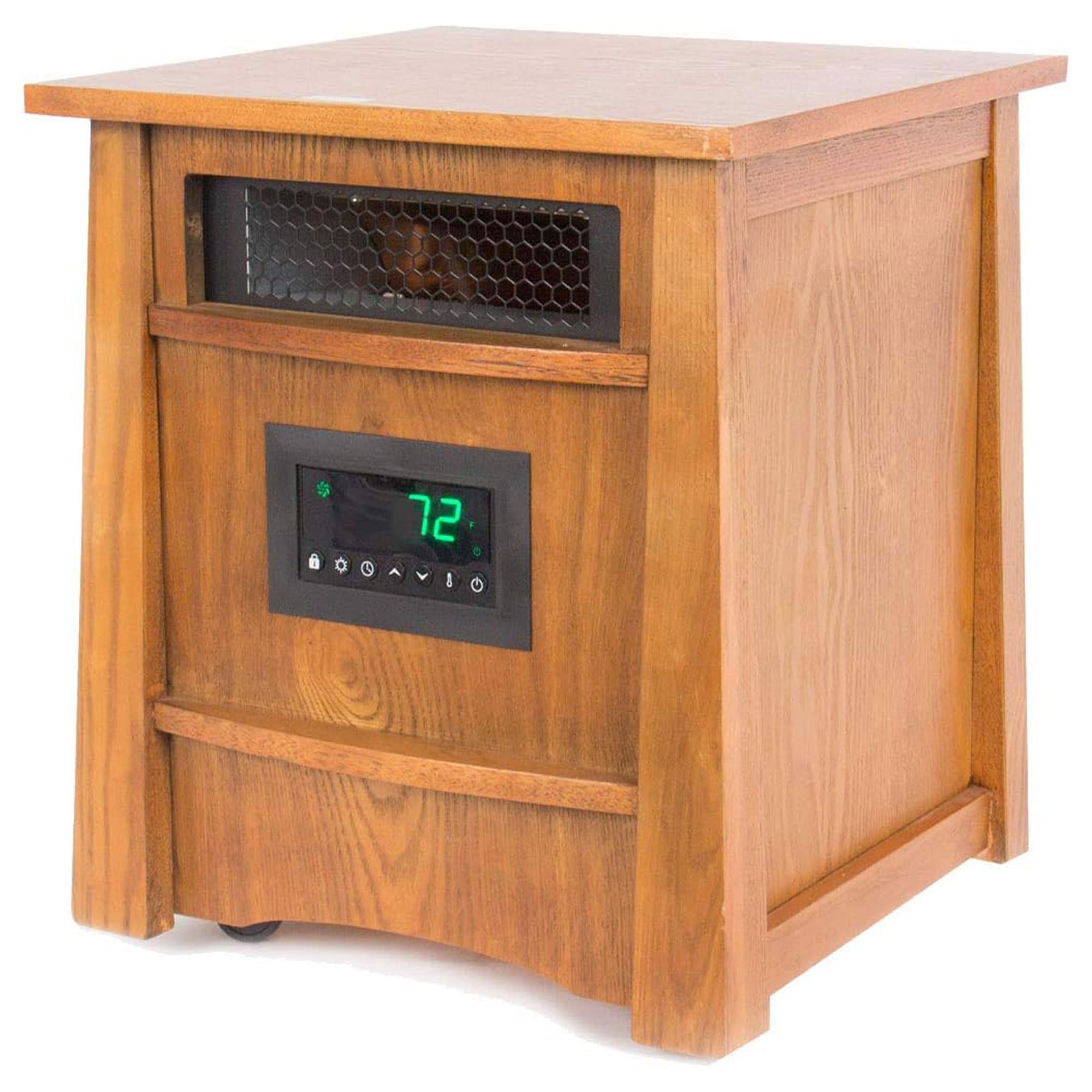 LifeSmart LifePro Ultimate 1500W Electric Infrared Quartz Space Heater with Remote Control - 8 Heating Elements for Home, Office & Bedroom - Energy Efficient Indoor Heater in Brown Oak Wood Finish