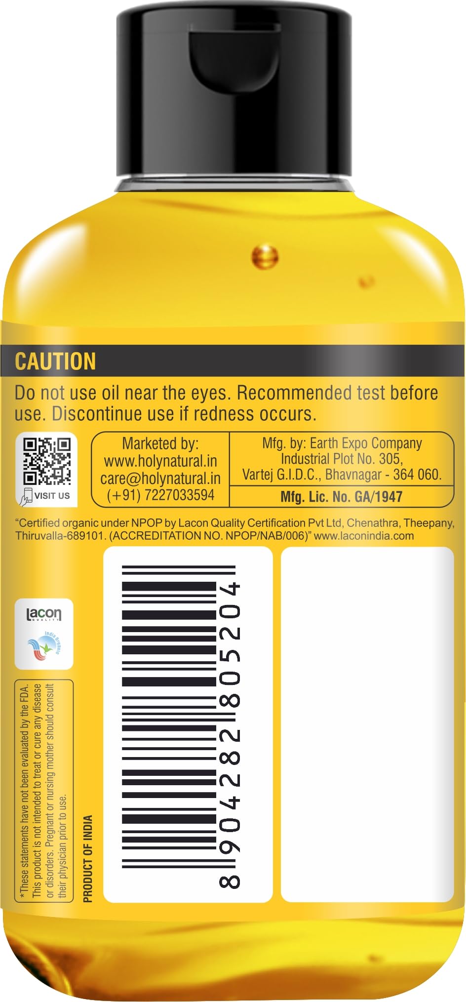 Holy Natural Cold Pressed Castor Oil 10.15 Fl Oz (300ml) - Pure, Hexane Free, Non-GMO, Unrefined for Hair Growth, Skin Moisturizing & Healing | Perfect for Scalp Massage, Eyelash Enhancement & Natural Beauty Care
