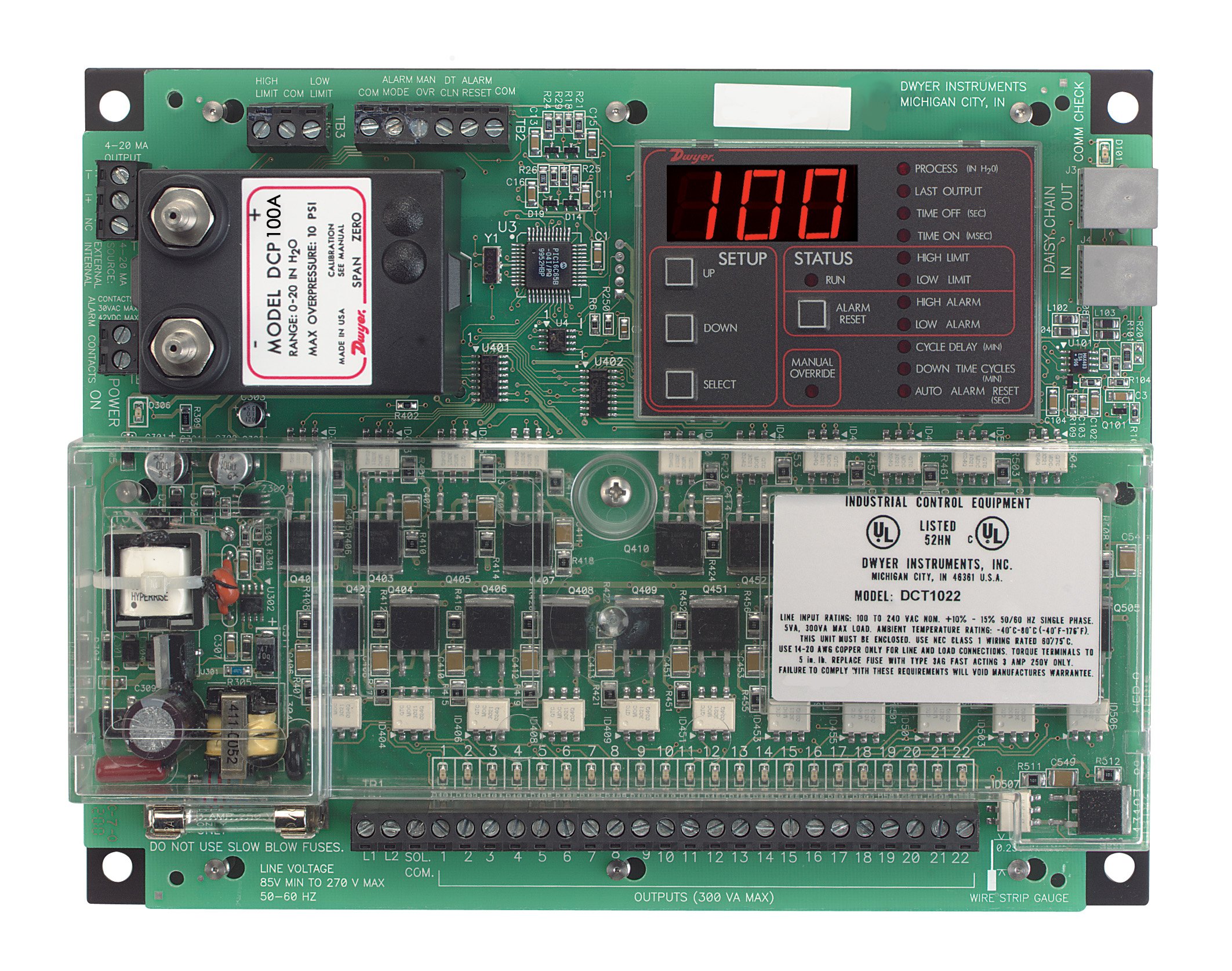 Dwyer DCT1010 Dust Collector Timer - 10-Channel Master Controller for Industrial Cleaning