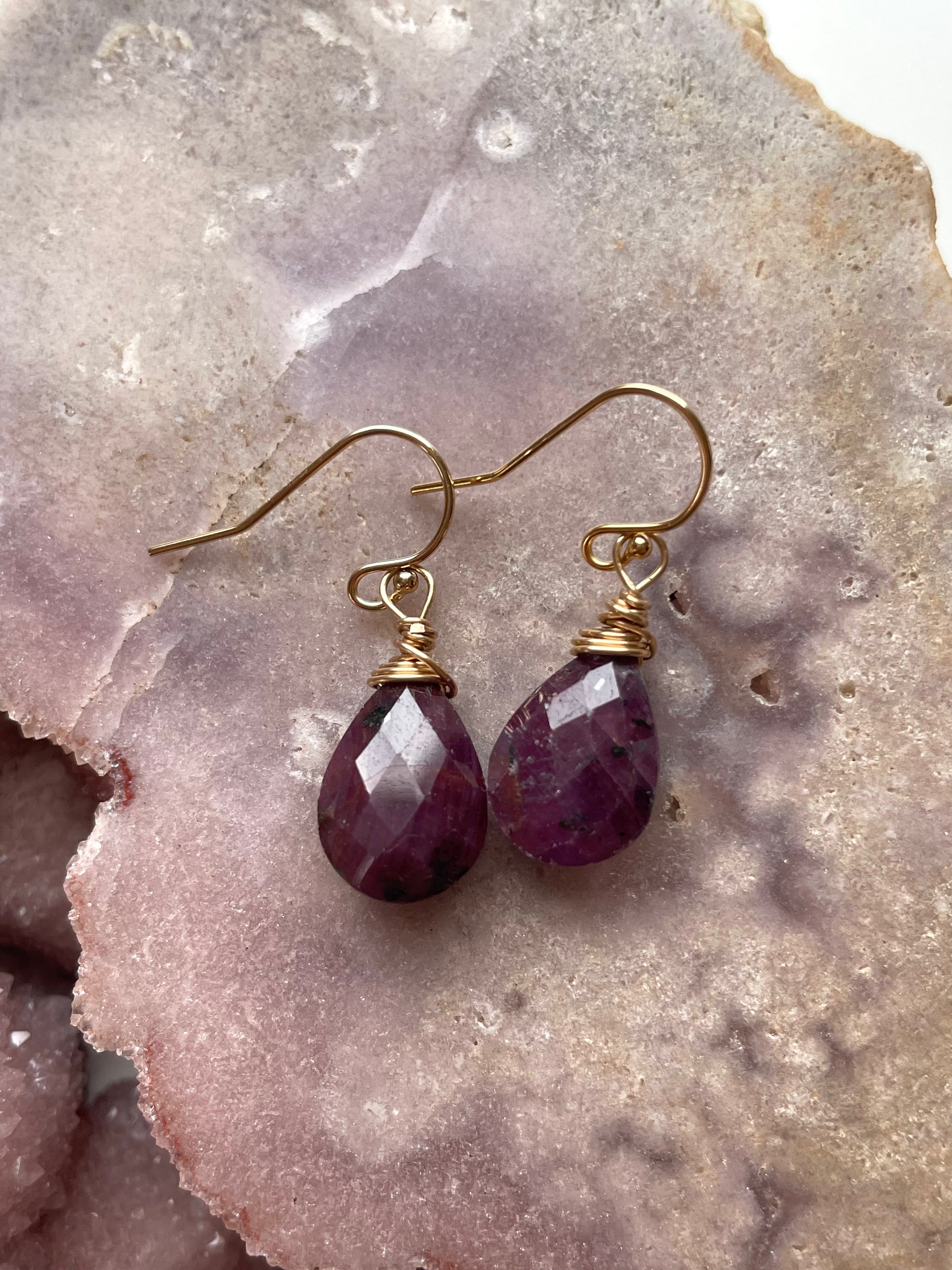 Exquisite Ruby Teardrop Earrings for Women - 14K Gold Plated Dangle Earrings | Perfect for Weddings, Parties & Special Occasions