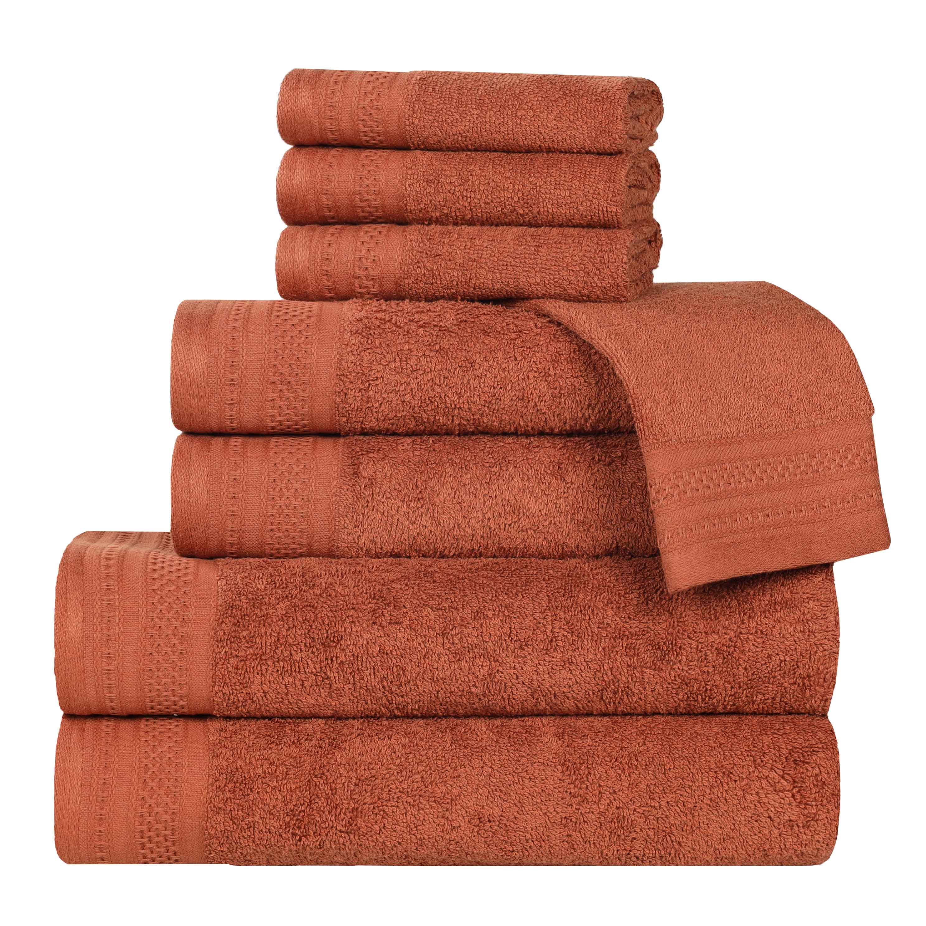 Premium Honeycomb Textured Waffle Border 8-Piece Cotton Towel Set - Ultra Soft & Absorbent Bath Towels for Spa, Guest Bathroom & Luxury Home Decor