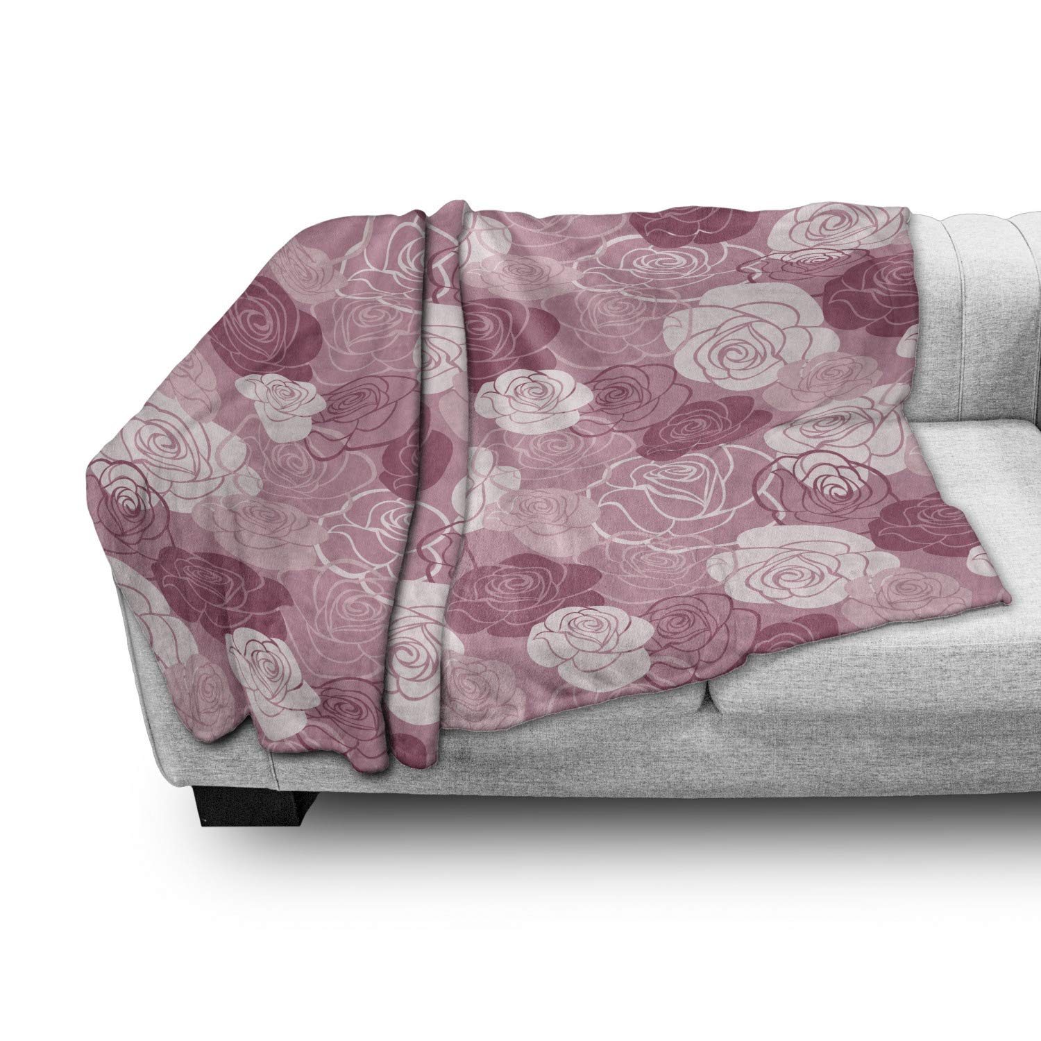 Ambesonne Floral Throw Blanket - Soft Fleece Blanket with Romantic Rose Flower Design, 50
