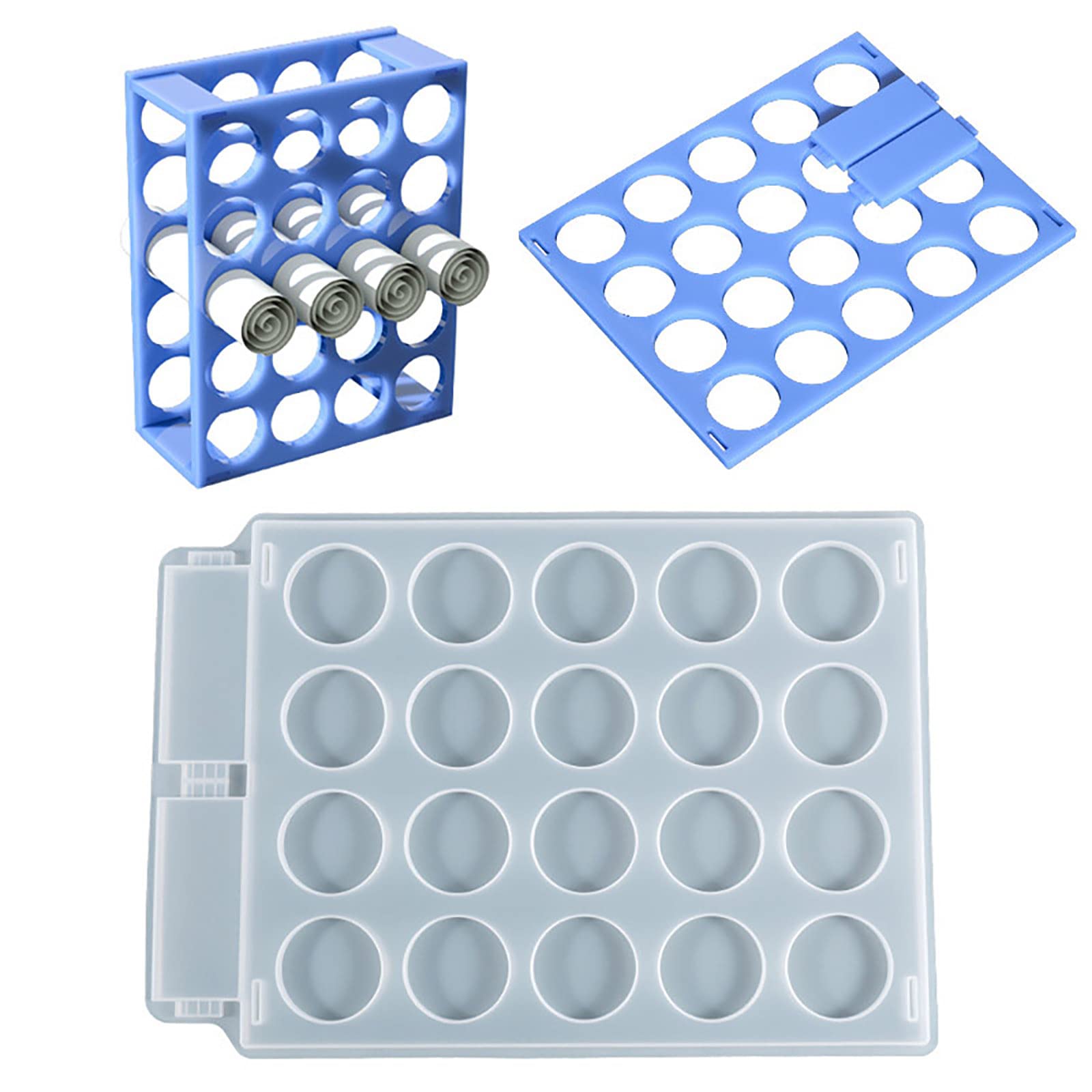 20 Grids Storage Holder Resin Molds - Silicone Epoxy Casting Molds for Acrylic Sheets, Calligraphy & Painting Supplies - Perfect for DIY Crafts, Jewelry Making & Art Projects