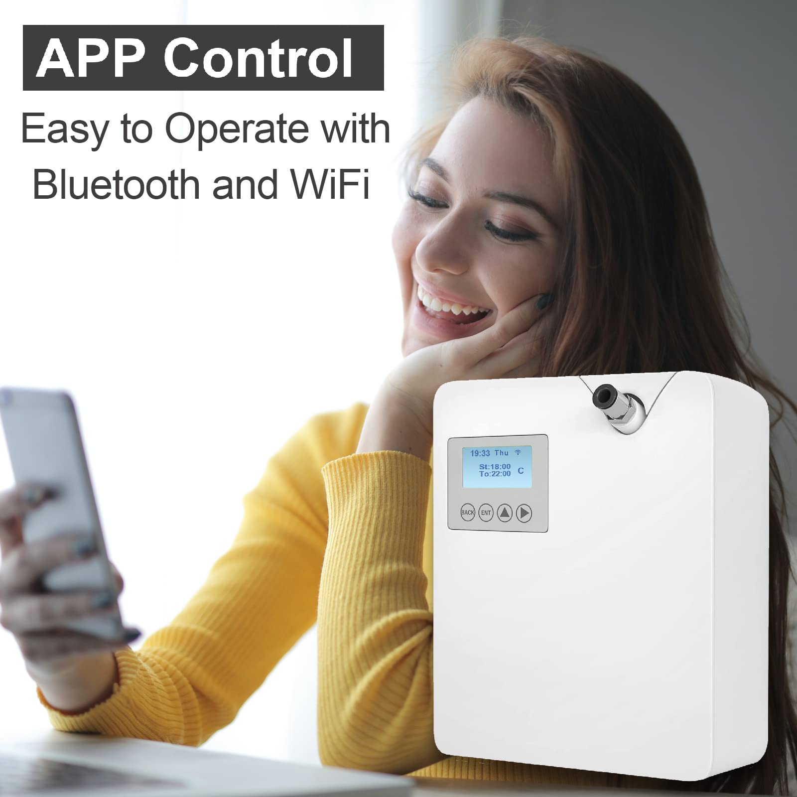 Smart Scent Air Machine with Professional Cold-Air Diffusion Technology - 300ml Waterless Essential Oil Diffuser for Large Rooms, Home, Office, Spa & Business | HVAC Aromatherapy Diffuser (White) | Perfect for Relaxation, Stress Relief & Air Freshening