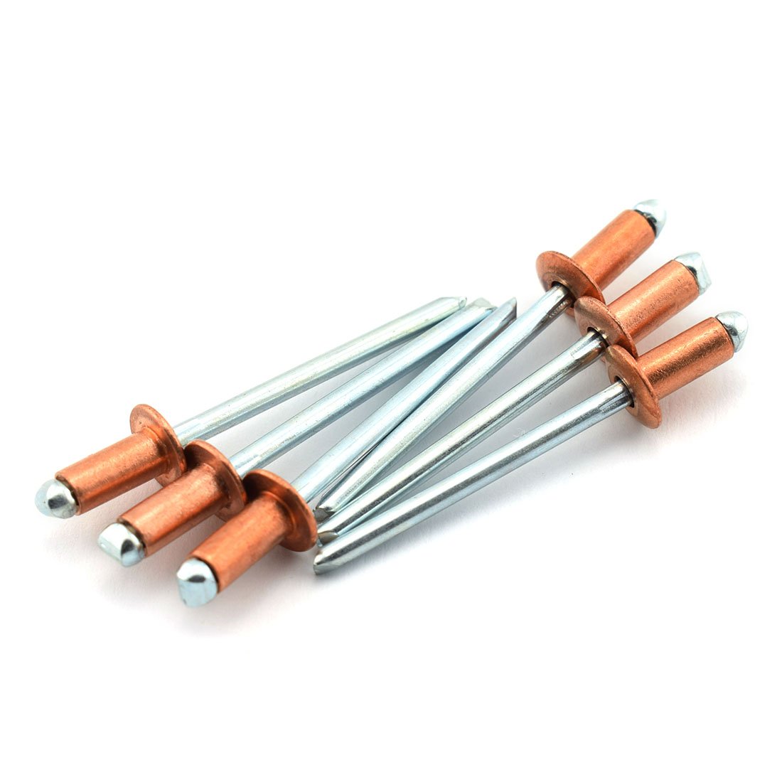 HJ Garden 25pcs 4x8mm Copper Blind Pop Rivets - Round Dome Head Open End Fastener Nails for DIY, Metalworking, Furniture Repair & Home Decor Projects