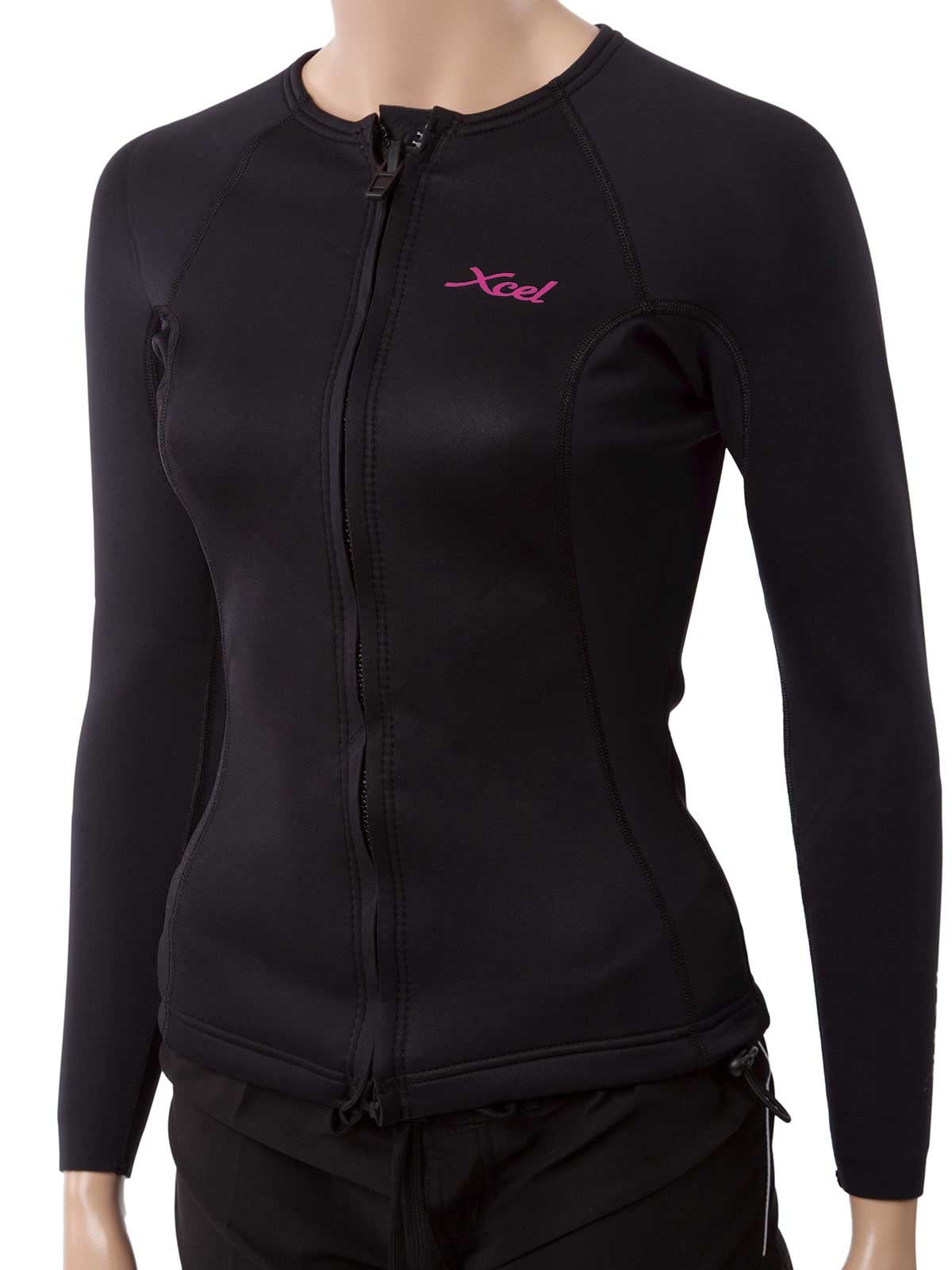 XCEL Women's Long Sleeve Front Zip Aqua Fitness Wetsuit Jacket - Perfect for Surfing, Swimming & Water Sports