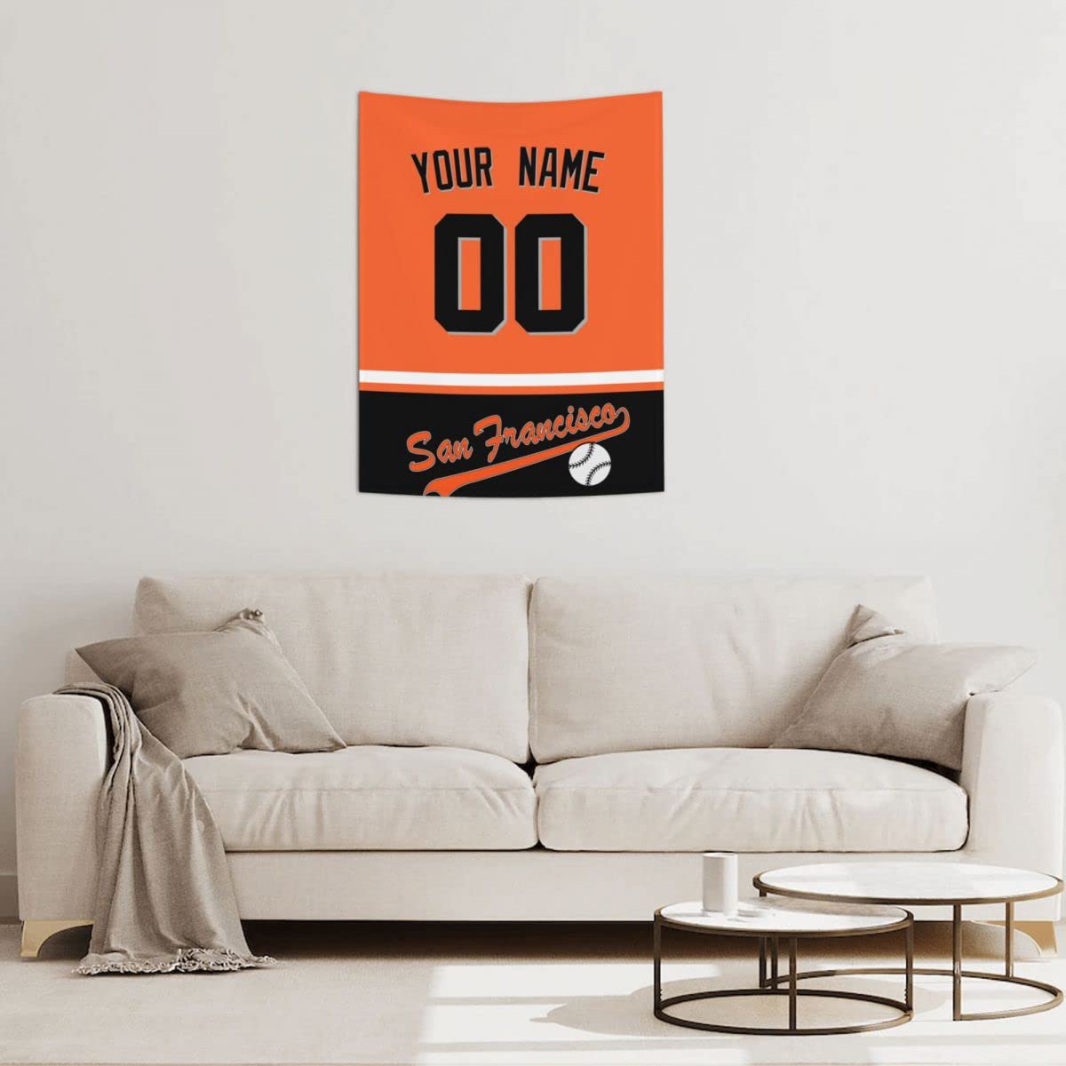 Custom San Francisco Wall Tapestry - Personalized Name & Number Wall Art Decor | Perfect Gift for Men & Sports Fans | Home Decor, Bedroom, Living Room, Dorm Wall Hanging
